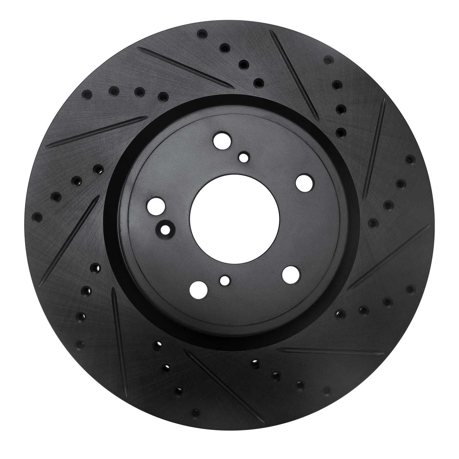 R1 Concepts 2013-2025 Acura ILX Front Right Drilled & Slotted Black Brake Rotor