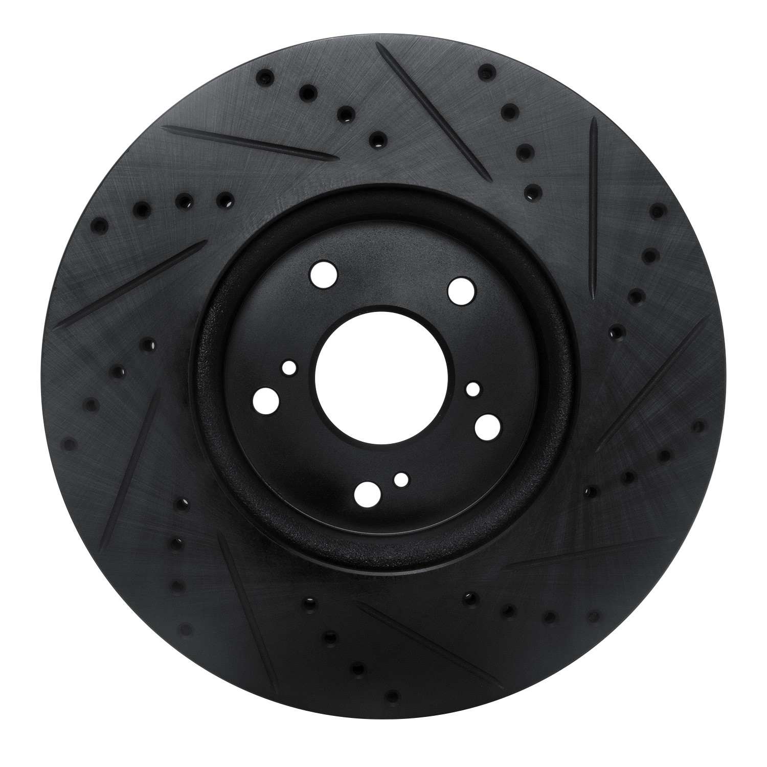 R1 Concepts 2013-2025 Acura Integra Front Left Drilled & Slotted Black Brake Rotor - Image 2