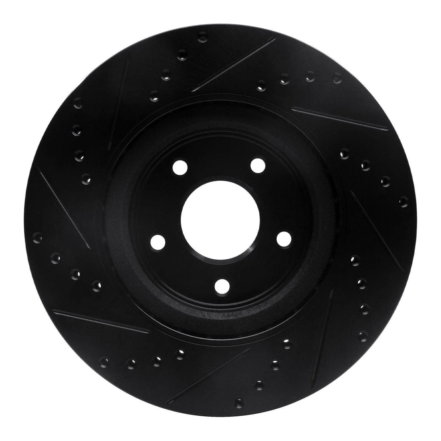 R1 Concepts 2013-2025 Infiniti Q60 Front Right Drilled & Slotted Black Brake Rotor - Image 2