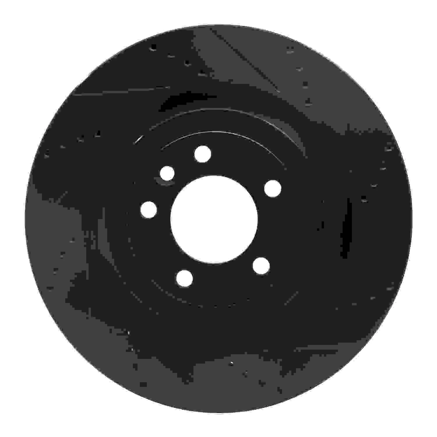 R1 Concepts 2013-2025 Land Rover Defender 110 Rear Right Drilled & Slotted Black Brake Rotor