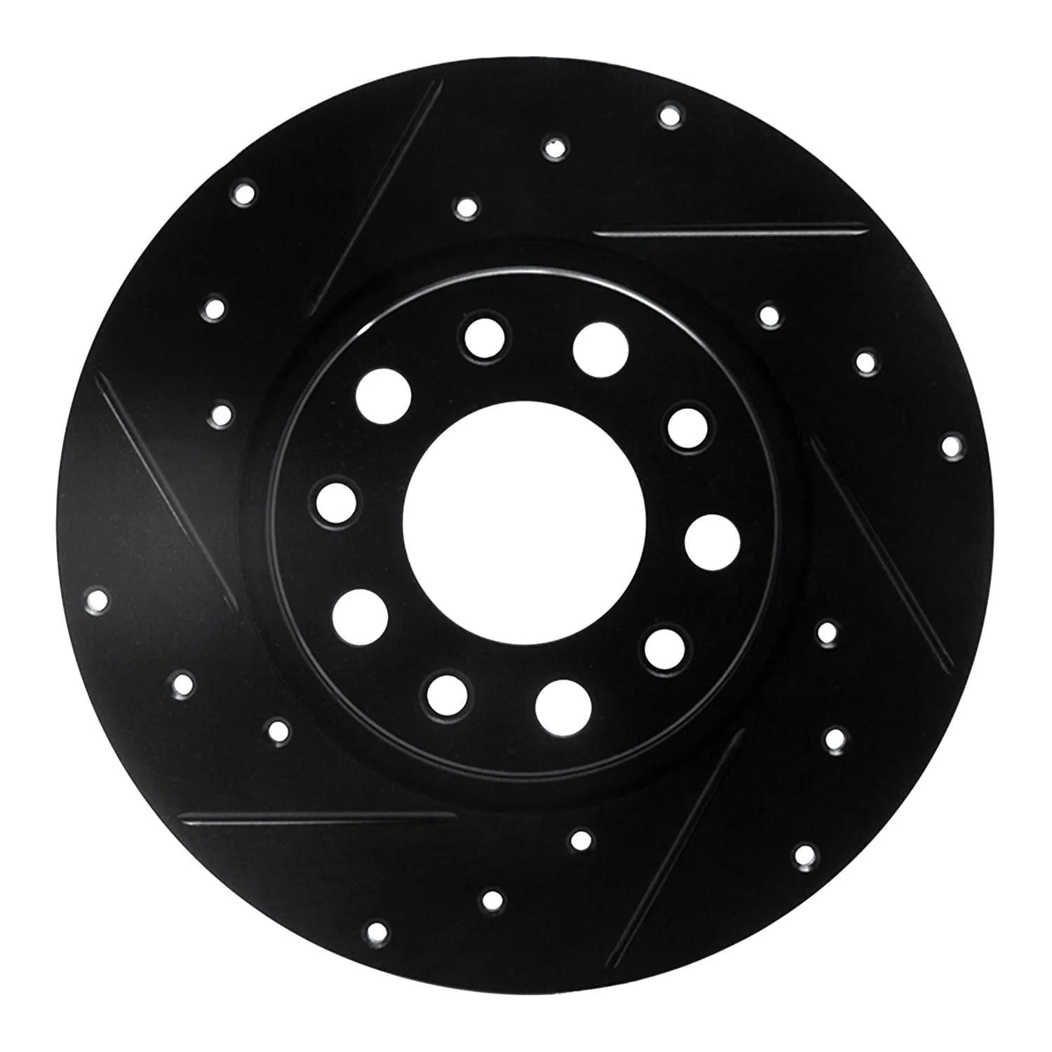 R1 Concepts 2014-2022 Chrysler 200 Rear Left Drilled & Slotted Black Brake Rotor