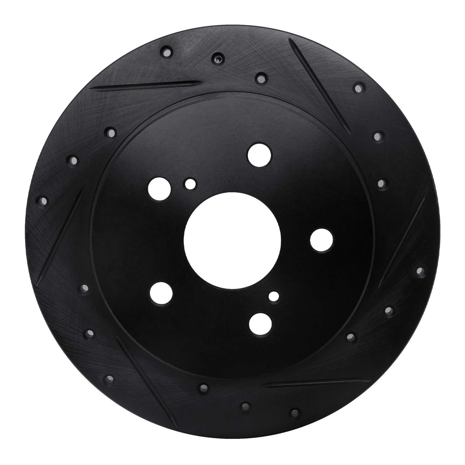R1 Concepts 2015-2025 Lexus ES250 Rear Right Drilled & Slotted Black Brake Rotor