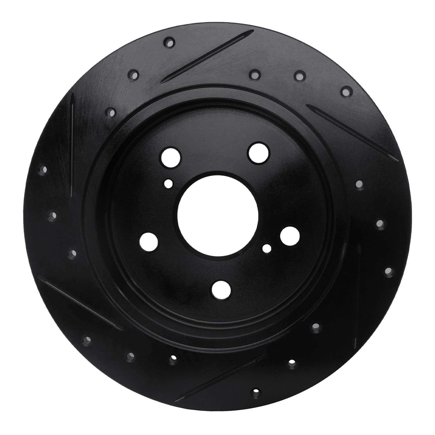 R1 Concepts 2015-2025 Lexus ES250 Rear Right Drilled & Slotted Black Brake Rotor - Image 2