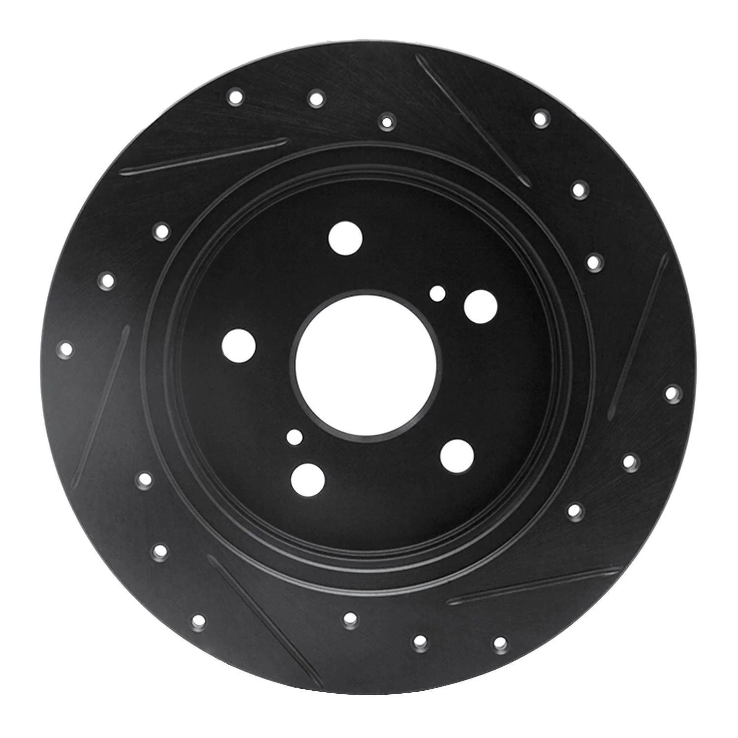 R1 Concepts 2015-2025 Lexus NX200T Rear Left Drilled & Slotted Black Brake Rotor - Image 2