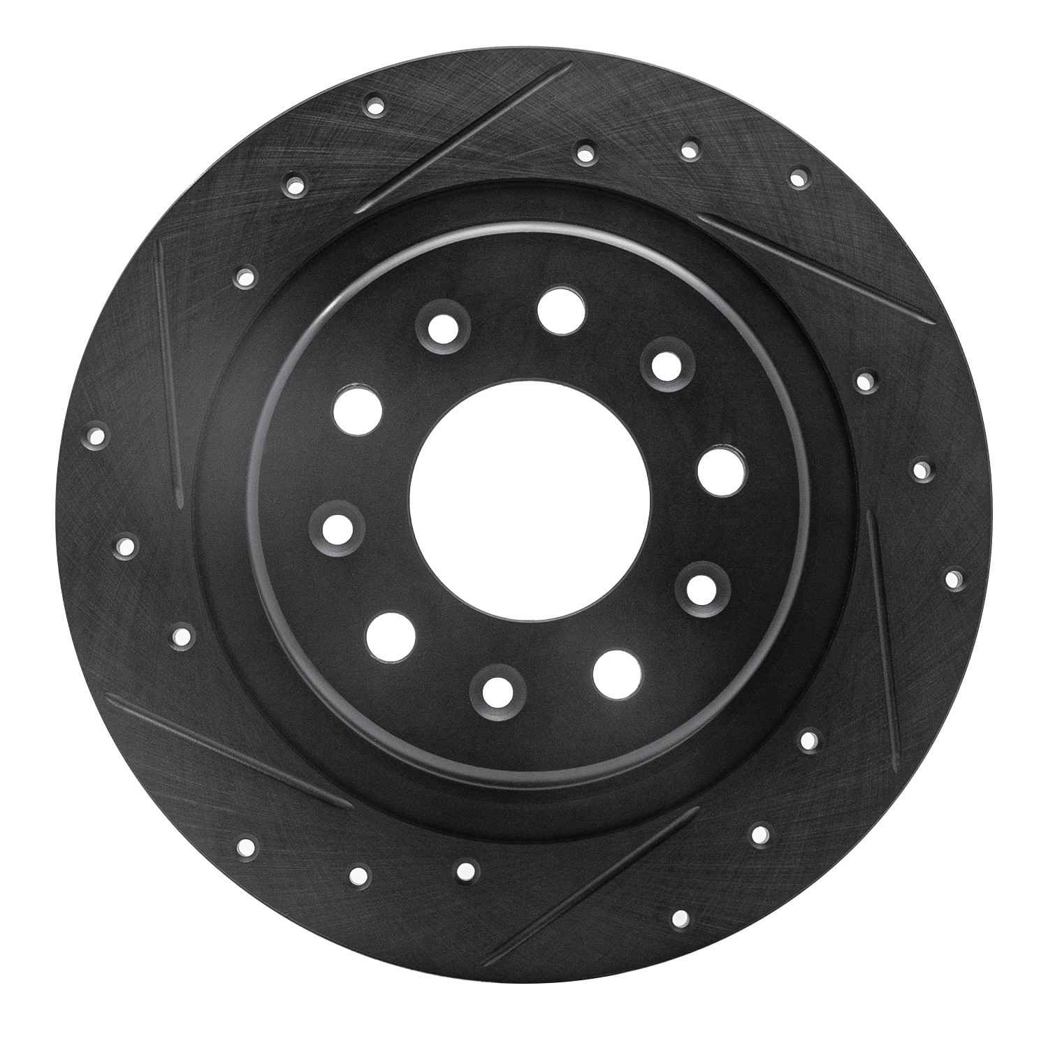 R1 Concepts 2016-2025 Buick Envista Rear Left Drilled & Slotted Black Brake Rotor