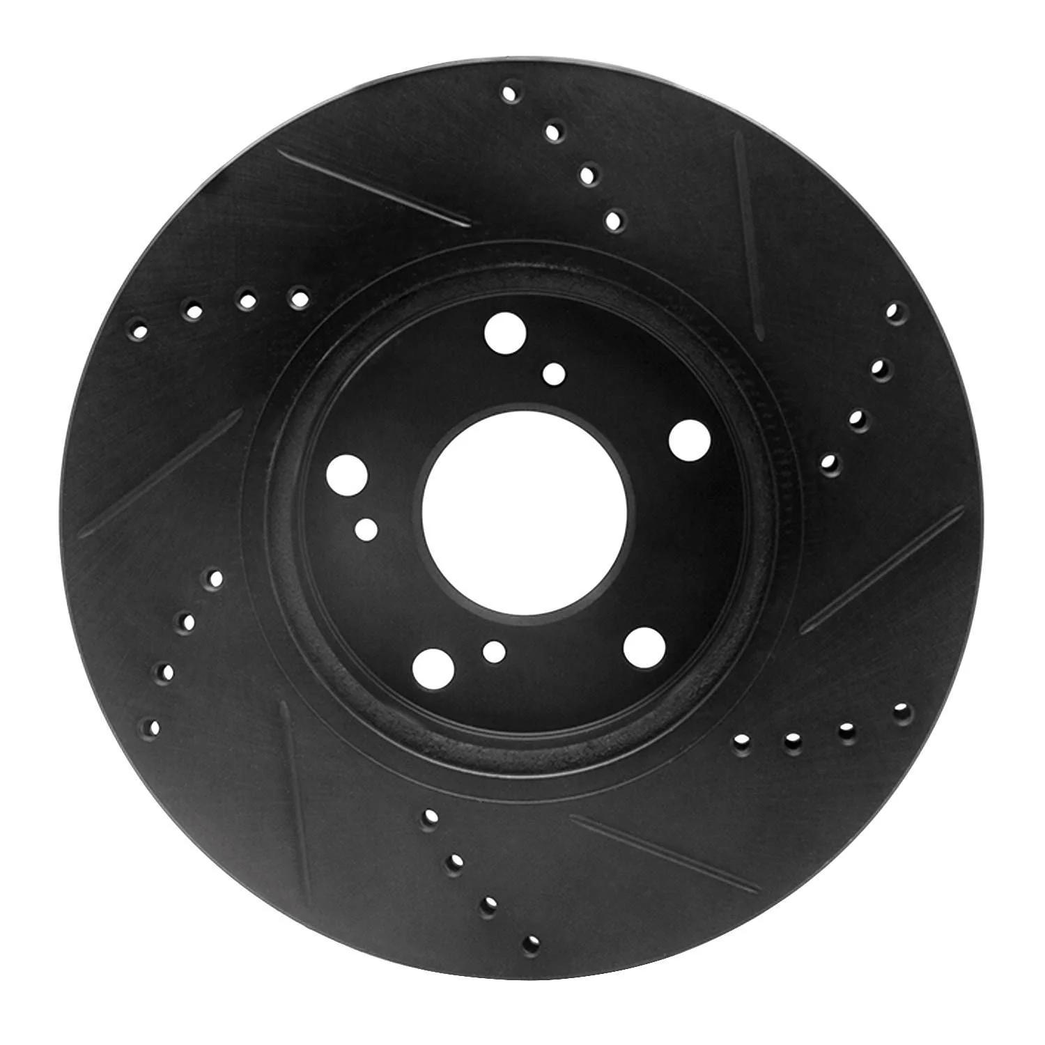 R1 Concepts 2016-2025 Honda Accord Coupe Front Left Drilled & Slotted Black Brake Rotor - Image 2