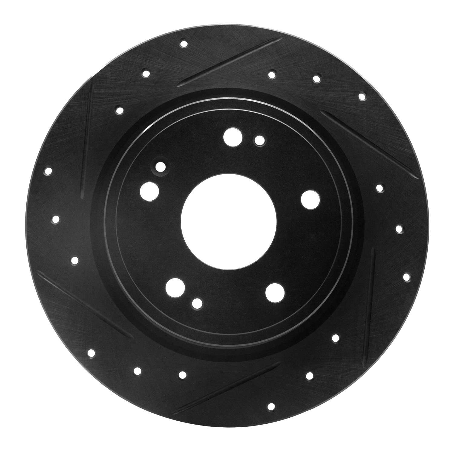 R1 Concepts 2016-2025 Honda Accord Sedan Rear Left Drilled & Slotted Black Brake Rotor