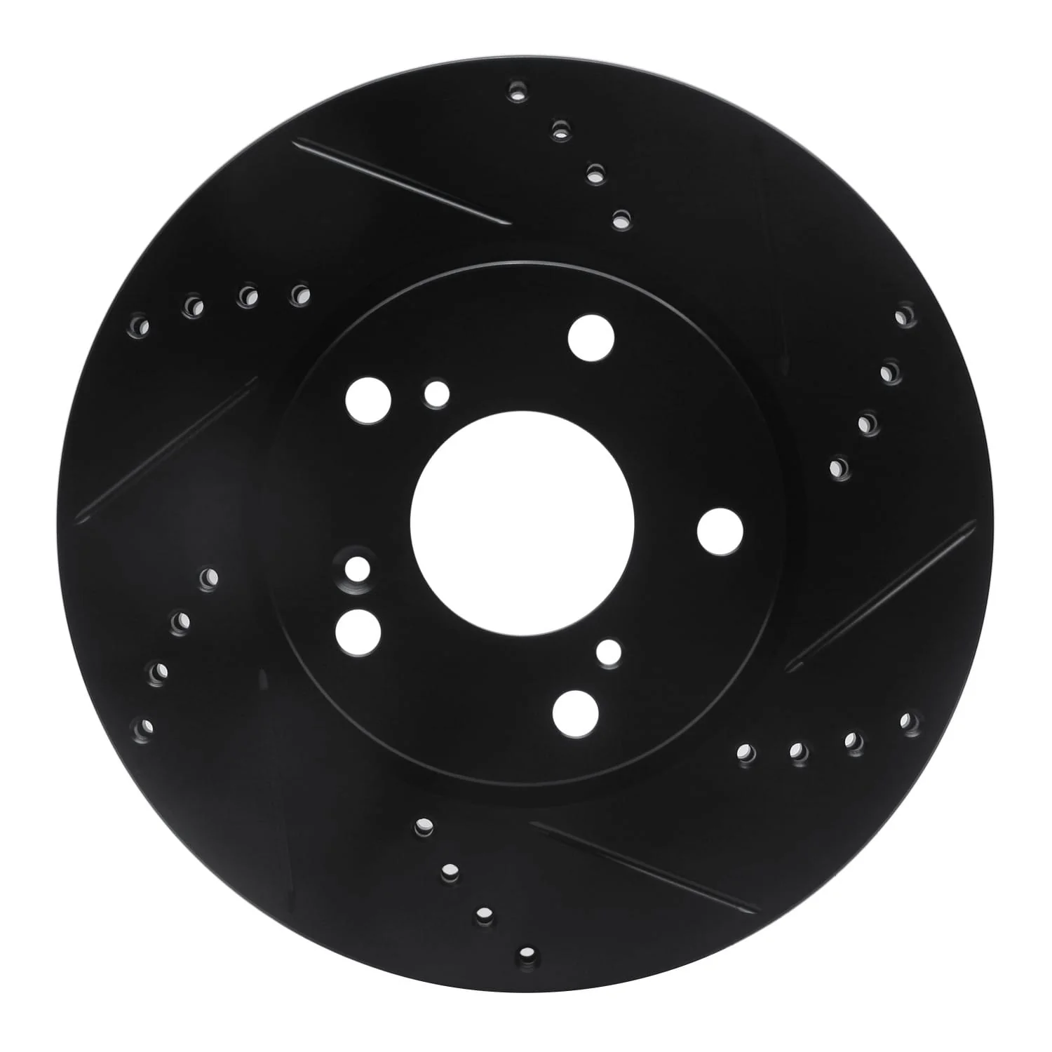 R1 Concepts 2016-2025 Honda Civic Coupe Front Right Drilled & Slotted Black Brake Rotor