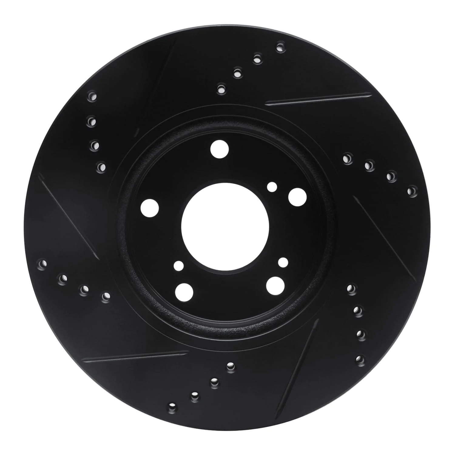 R1 Concepts 2016-2025 Honda Civic Coupe Front Right Drilled & Slotted Black Brake Rotor - Image 2