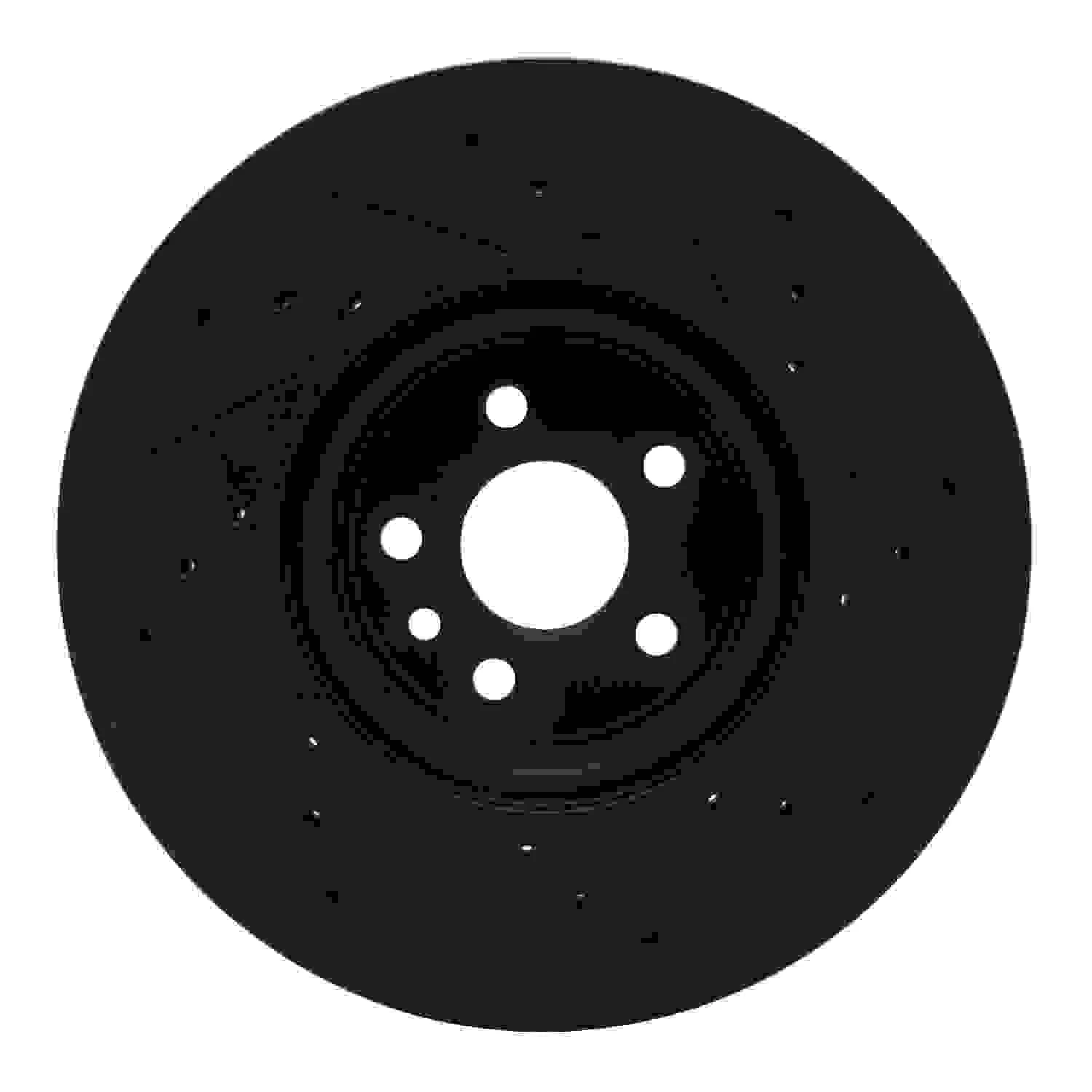 R1 Concepts 2017-2020 Jaguar F-Pace Front Left Drilled & Slotted Black Brake Rotor - Image 2