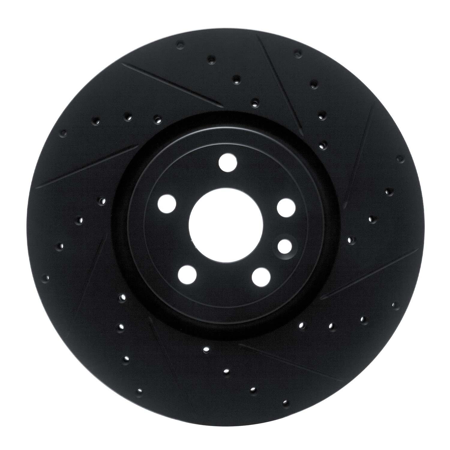 R1 Concepts 2017-2020 Jaguar F-Pace Front Right Drilled & Slotted Black Brake Rotor