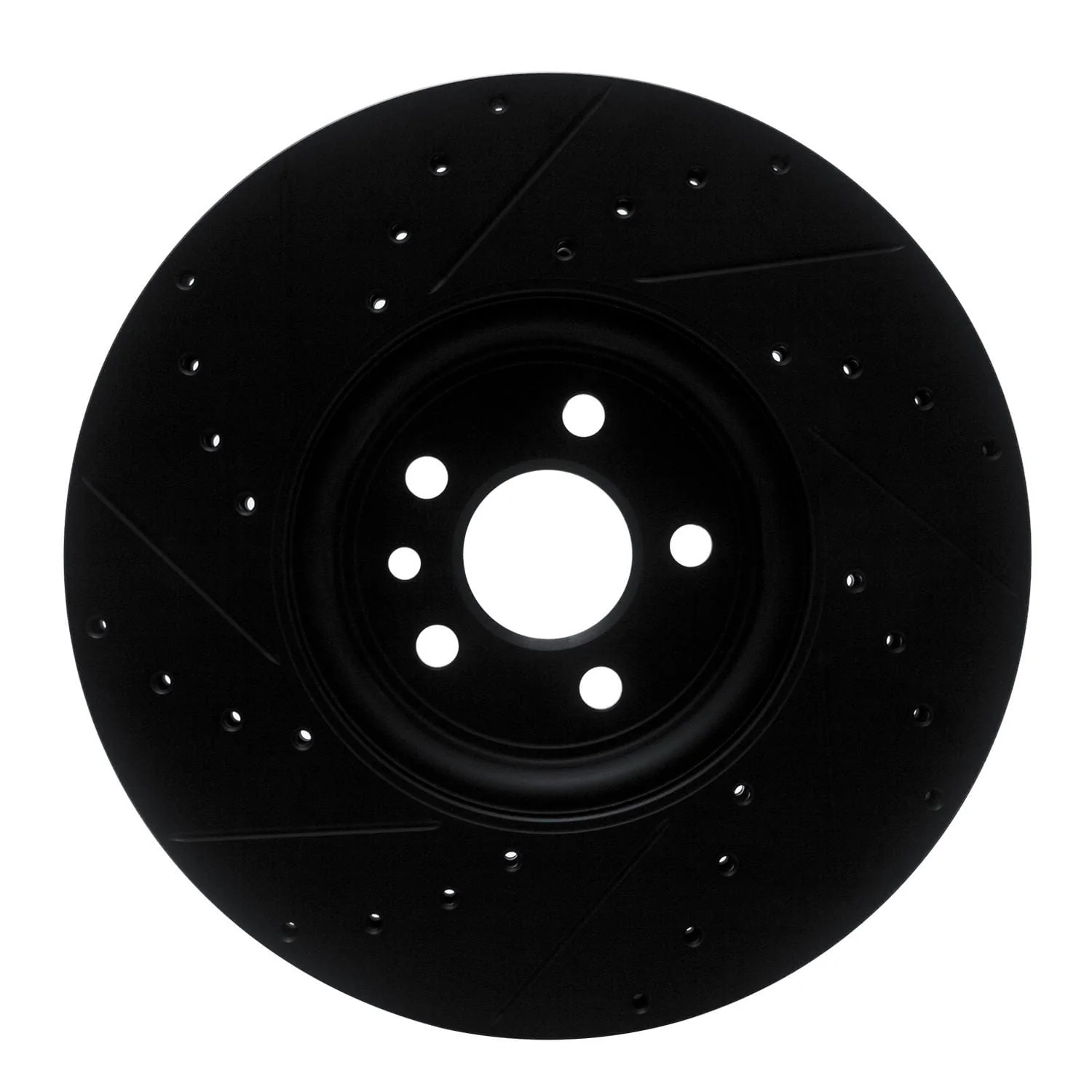 R1 Concepts 2017-2020 Jaguar F-Pace Front Right Drilled & Slotted Black Brake Rotor - Image 2