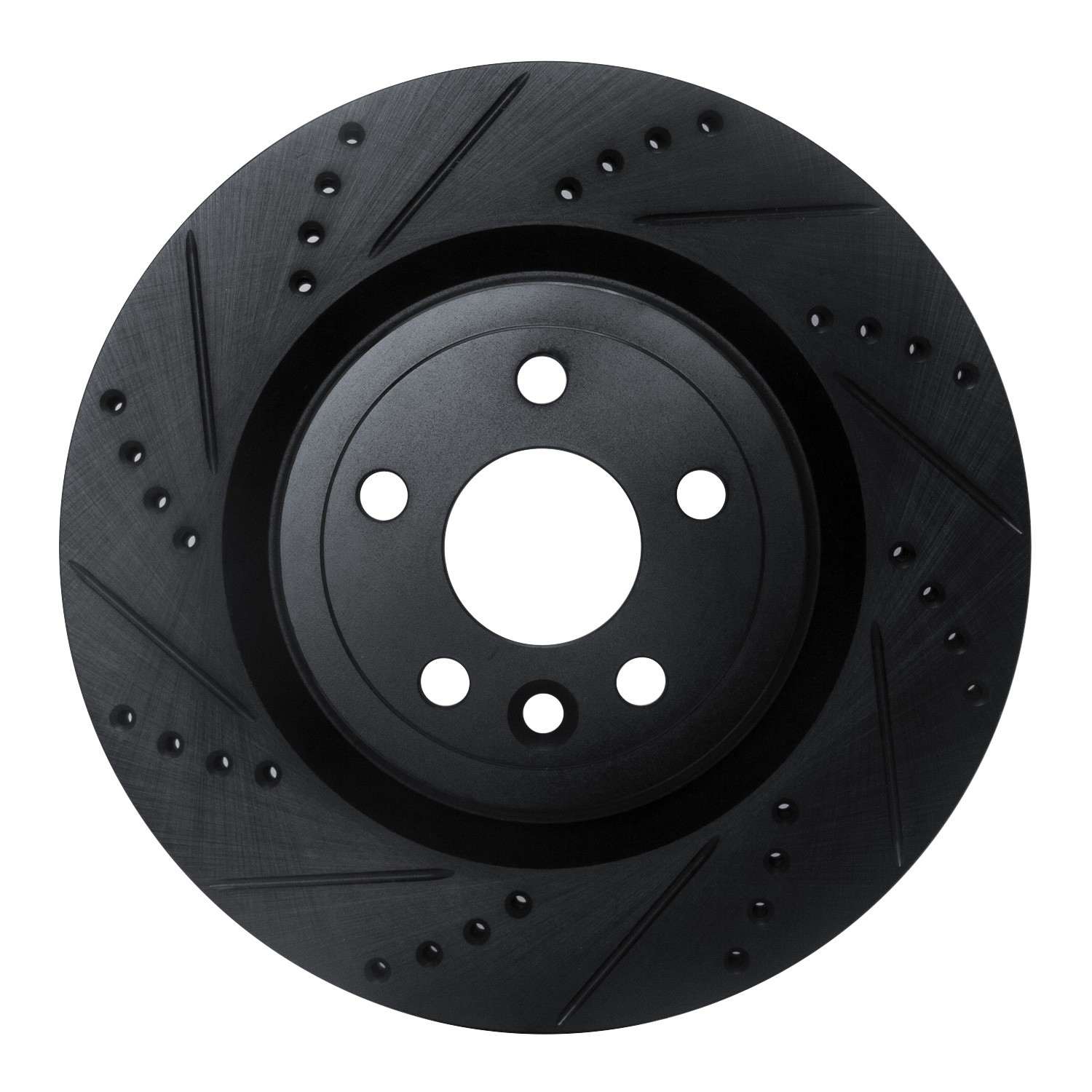 R1 Concepts 2017-2020 Jaguar I-Pace Rear Left Drilled & Slotted Black Brake Rotor
