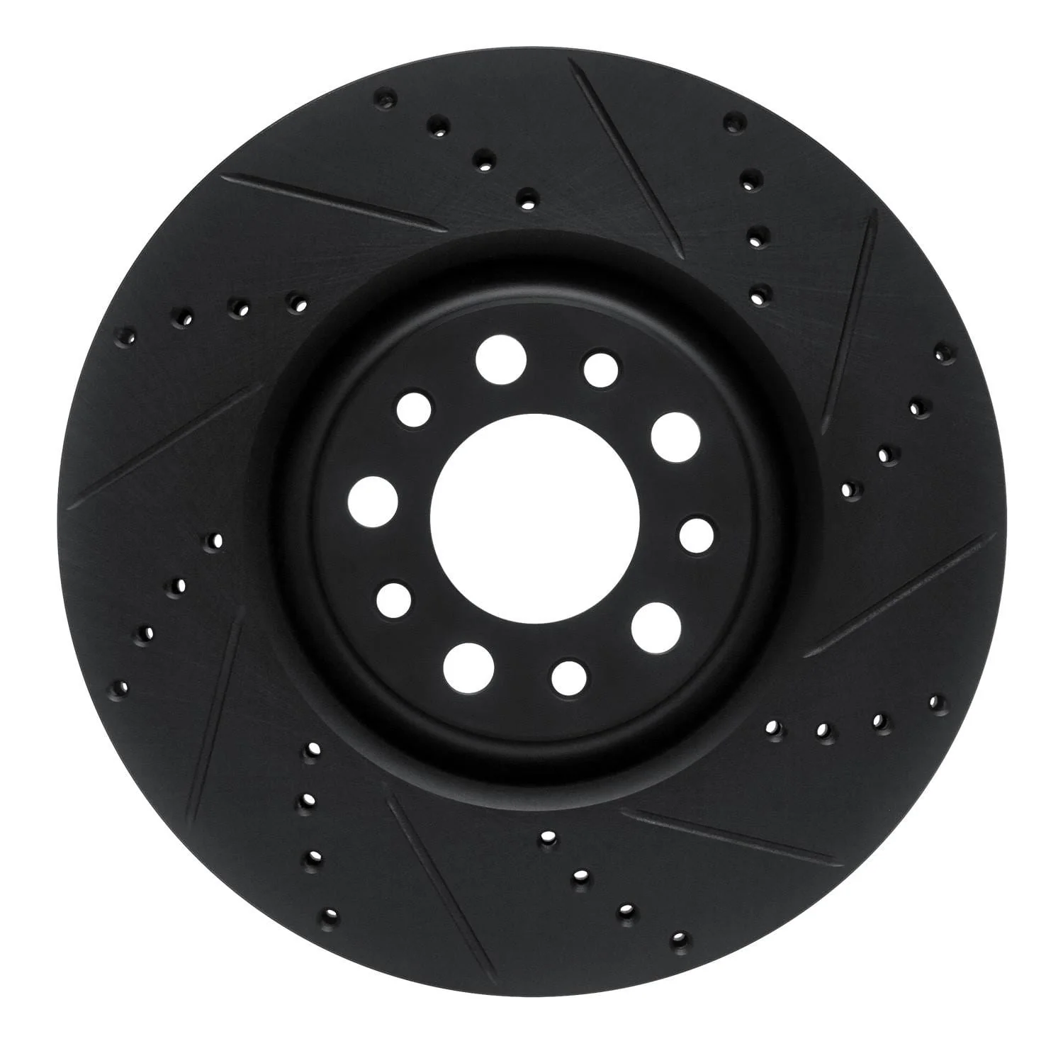 R1 Concepts 2017-2025 Alfa Romeo Stelvio Front Right Drilled & Slotted Black Brake Rotor