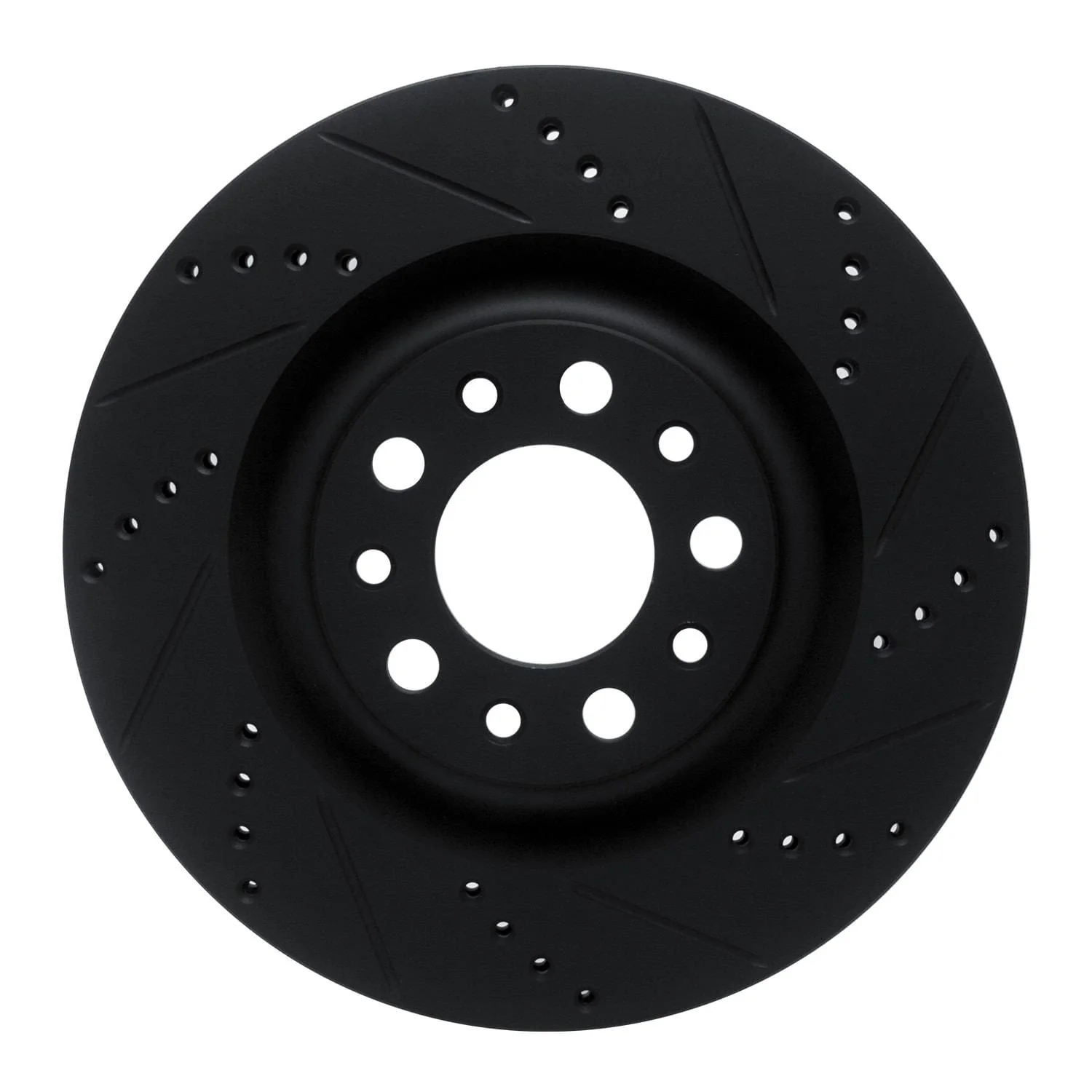 R1 Concepts 2017-2025 Alfa Romeo Stelvio Rear Right Drilled & Slotted Black Brake Rotor