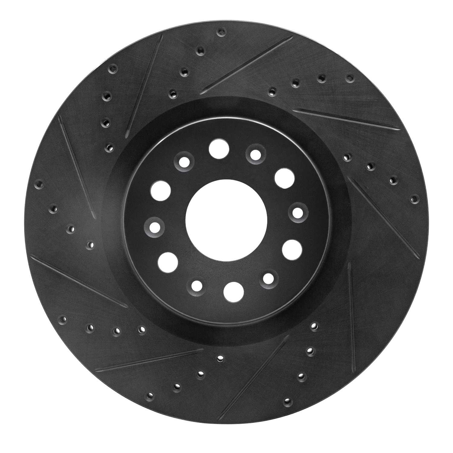 R1 Concepts 2017-2025 Buick Enclave Front Left Drilled & Slotted Black Brake Rotor
