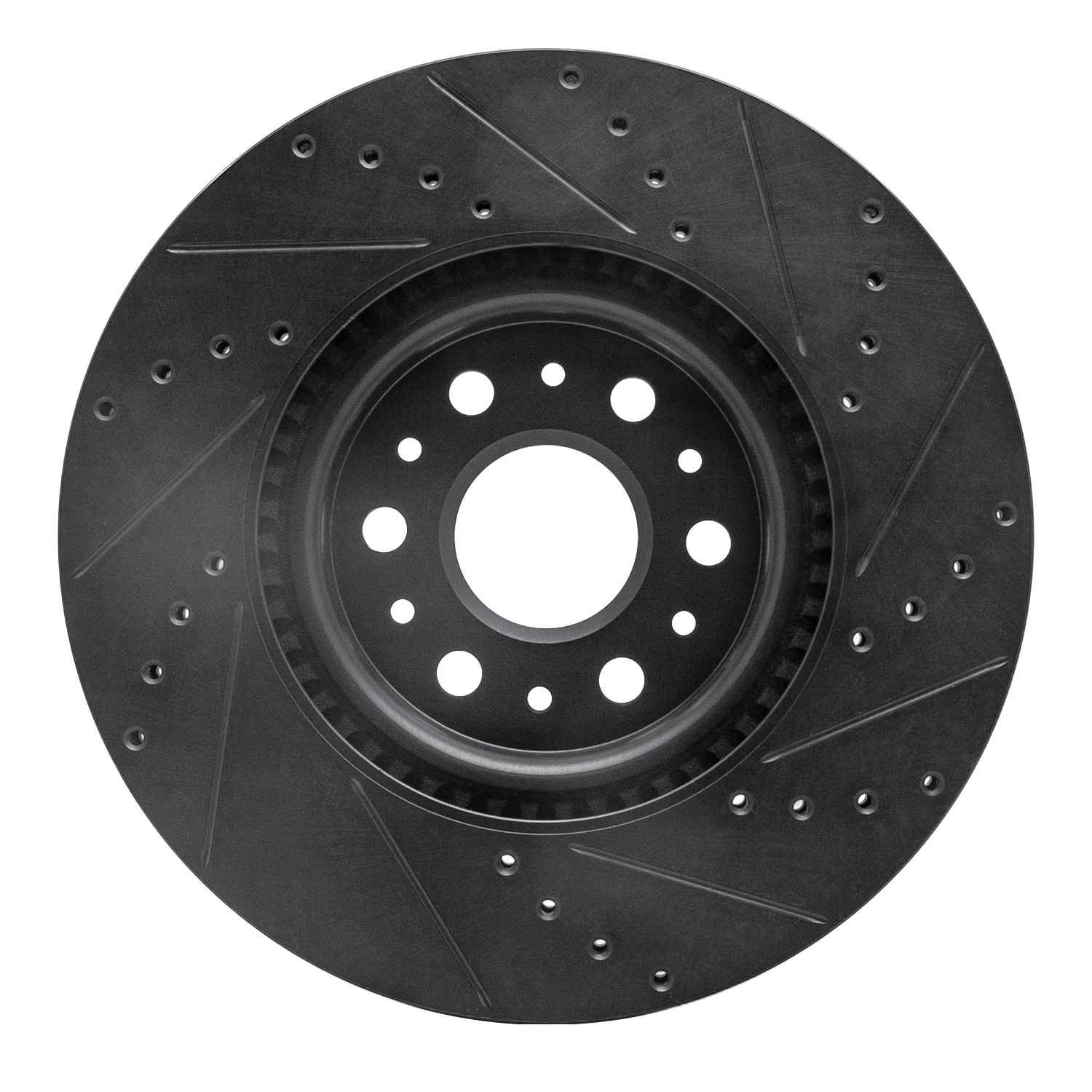 R1 Concepts 2017-2025 Buick Enclave Front Left Drilled & Slotted Black Brake Rotor - Image 2