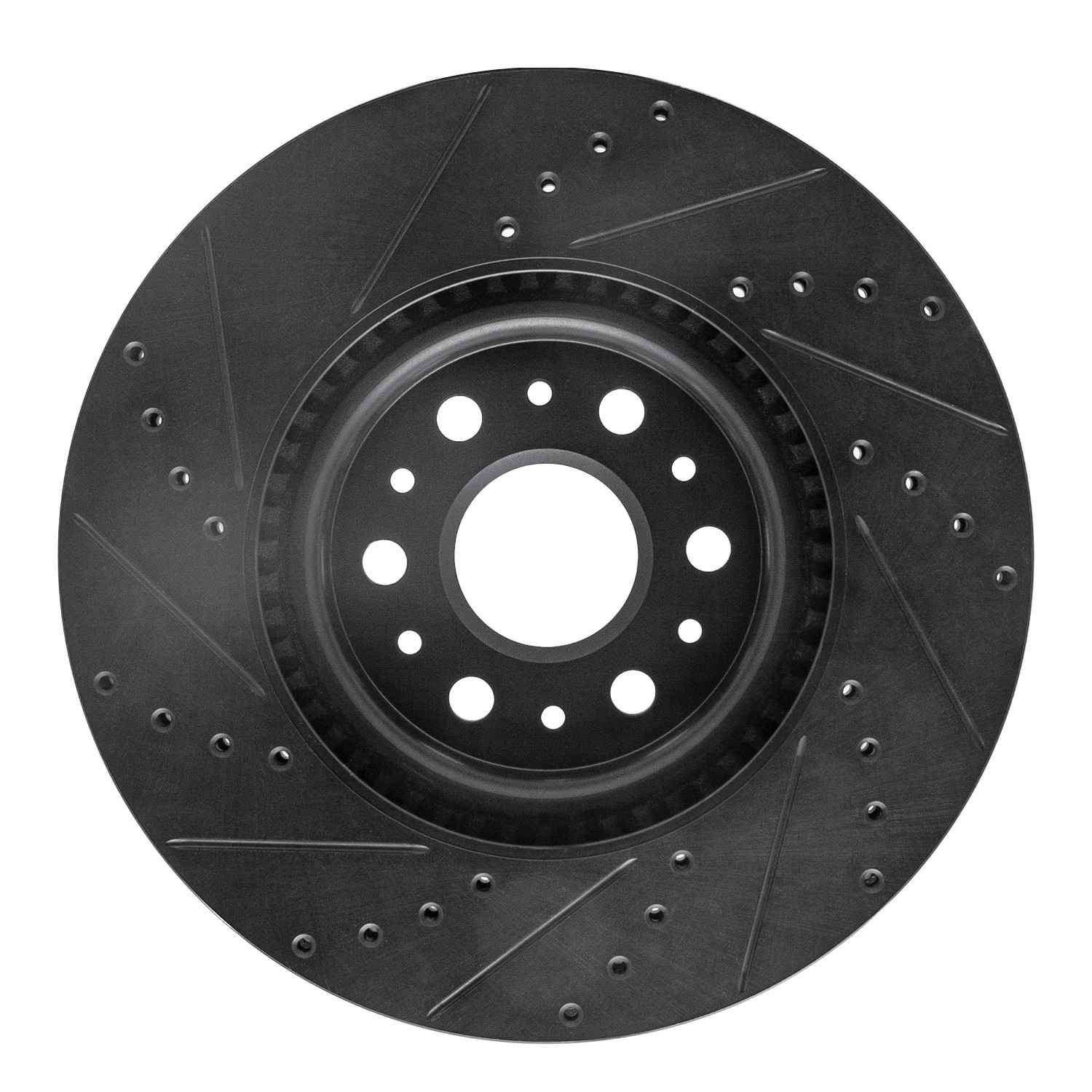 R1 Concepts 2017-2025 Buick Enclave Front Right Drilled & Slotted Black Brake Rotor - Image 2