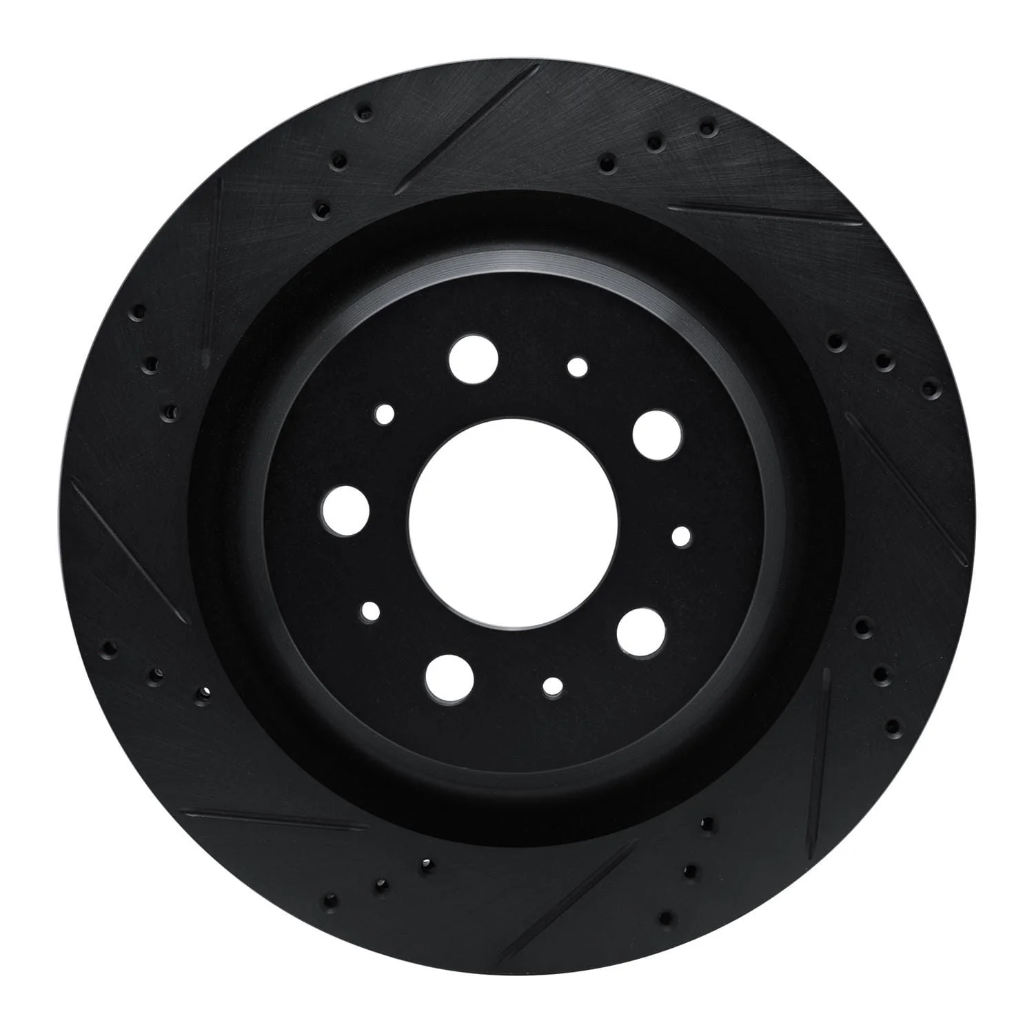 R1 Concepts 2017-2025 Tesla Model 3 Rear Left Drilled & Slotted Black Brake Rotor