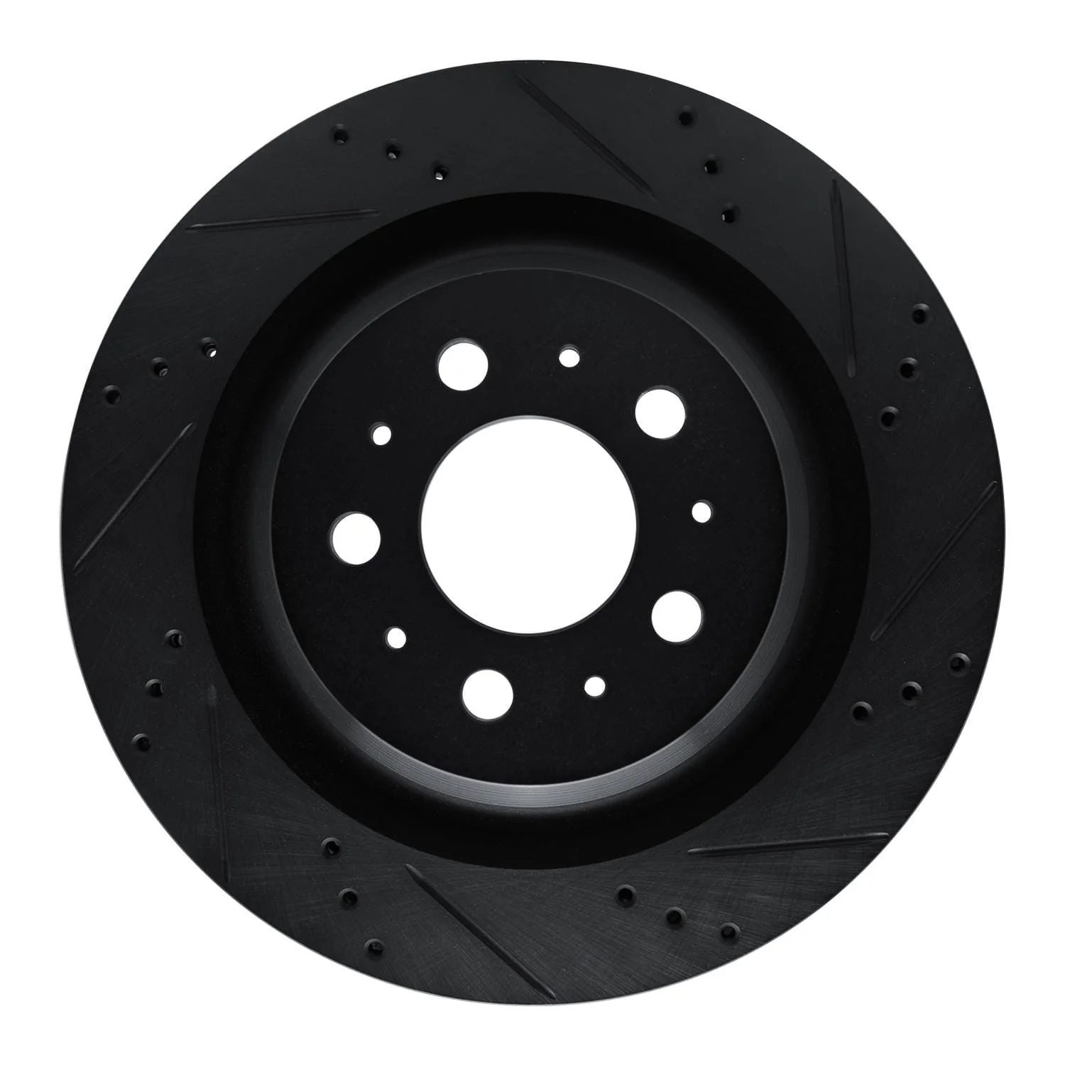 R1 Concepts 2017-2025 Tesla Model 3 Rear Right Drilled & Slotted Black Brake Rotor