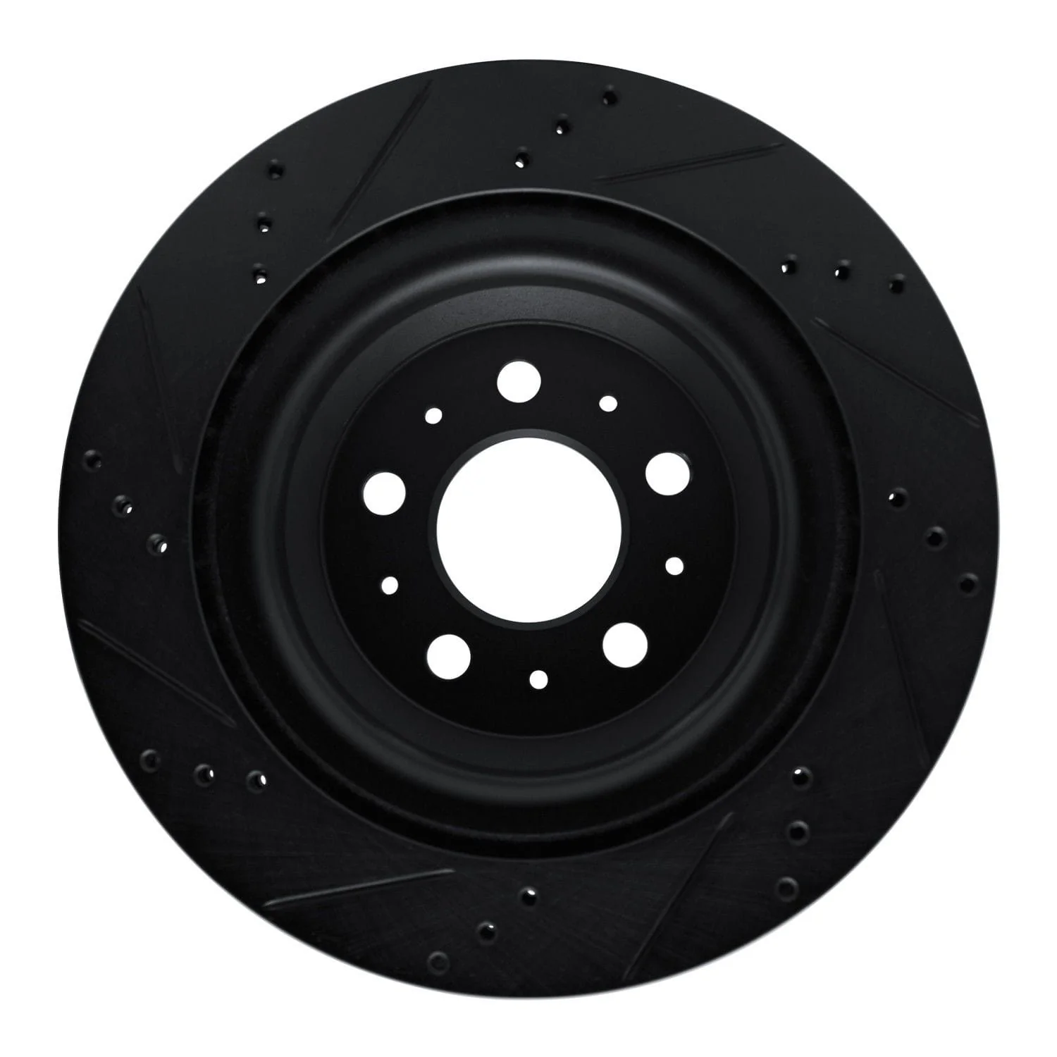 R1 Concepts 2017-2025 Tesla Model 3 Rear Right Drilled & Slotted Black Brake Rotor - Image 2