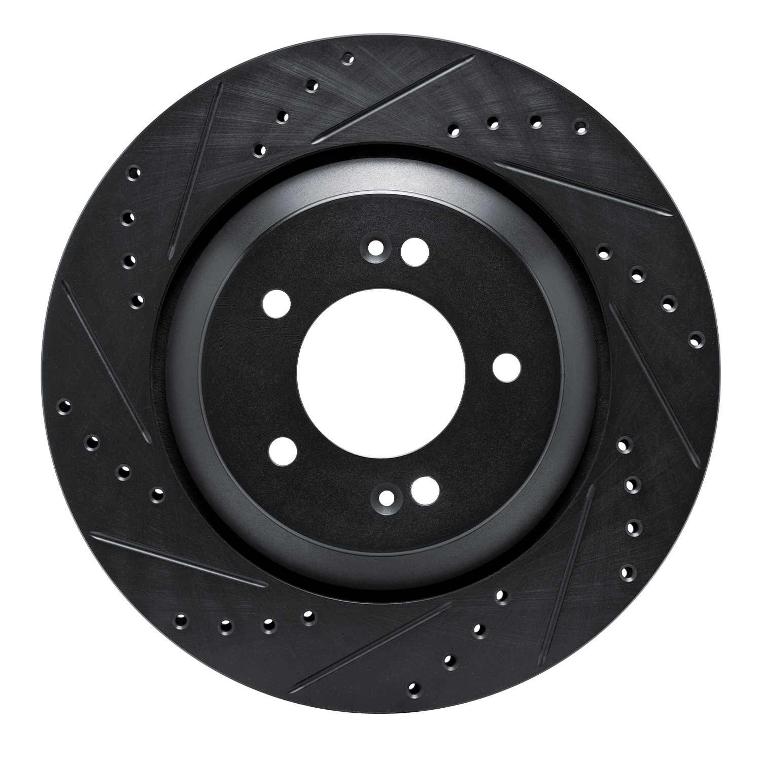 R1 Concepts 2019-2025 Hyundai Elantra N Rear Left Drilled & Slotted Black Brake Rotor