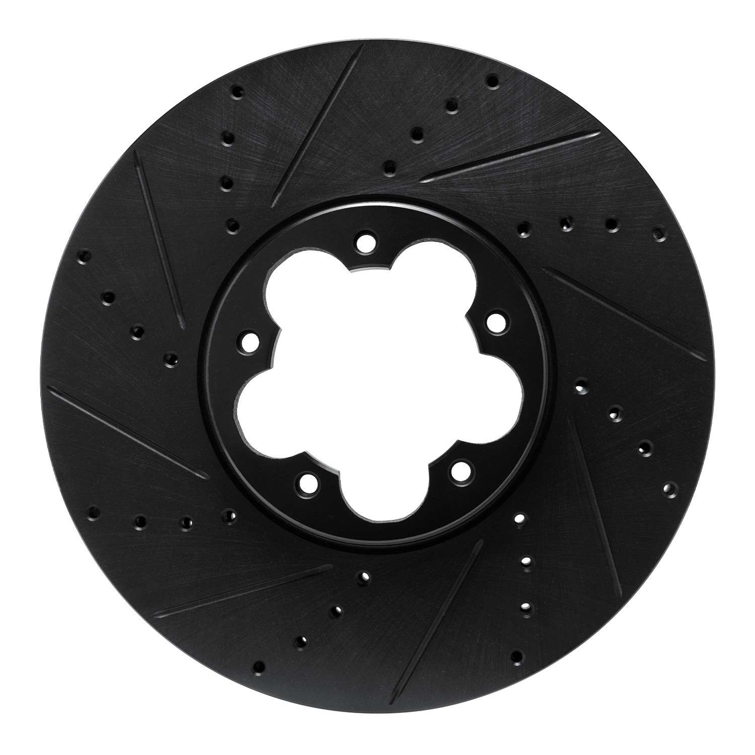 R1 Concepts 2020-2025 Ford Transit-350/SRW Front Left Drilled & Slotted Black Brake Rotor