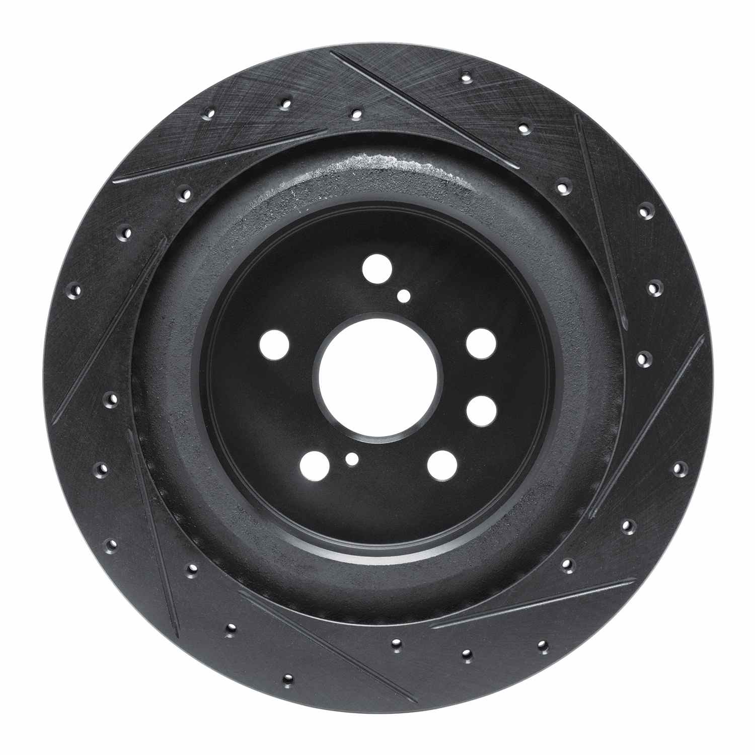 R1 Concepts 2020-2025 Lexus RX350 Rear Left Drilled & Slotted Black Brake Rotor - Image 2