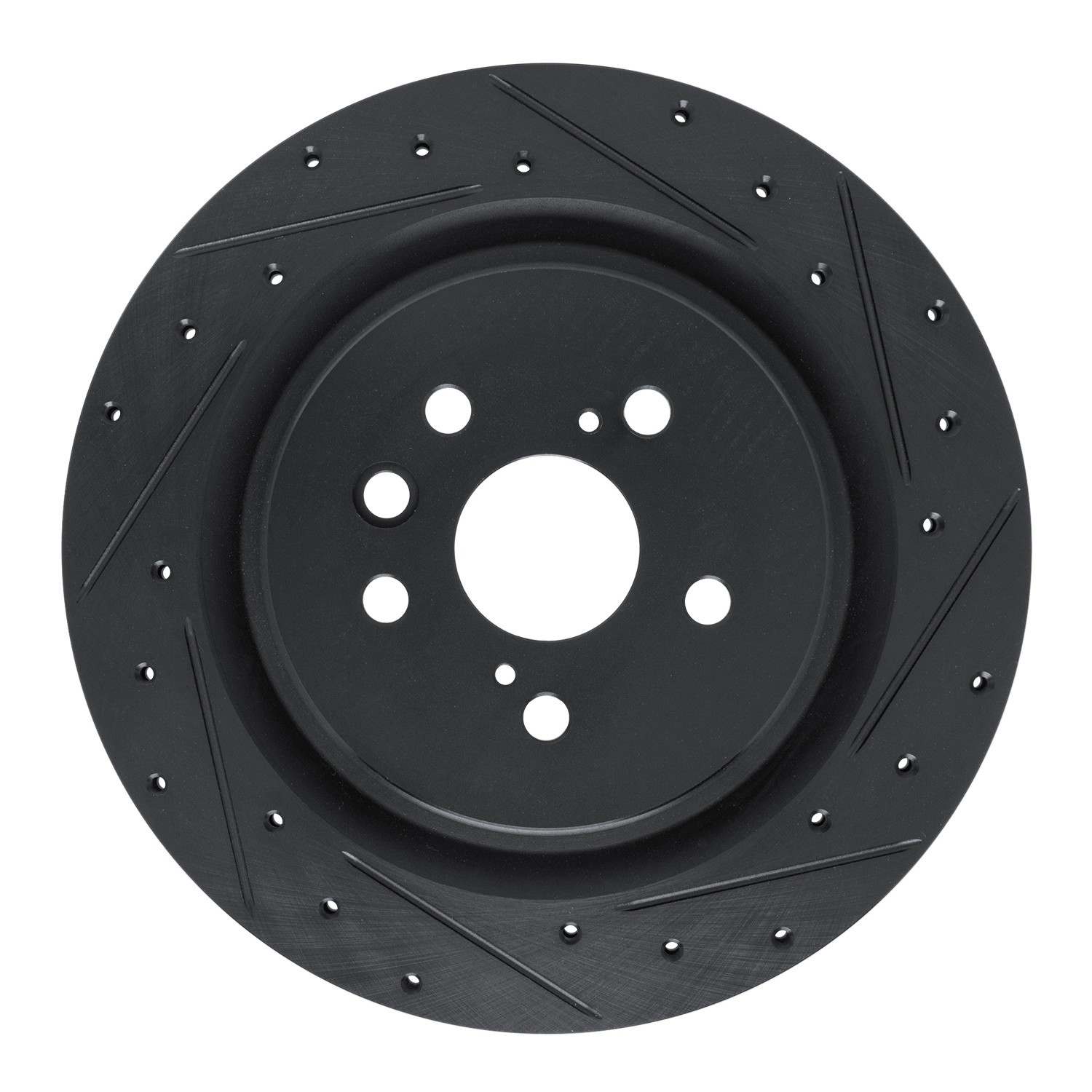 R1 Concepts 2020-2025 Lexus RX450h+ Rear Right Drilled & Slotted Black Brake Rotor