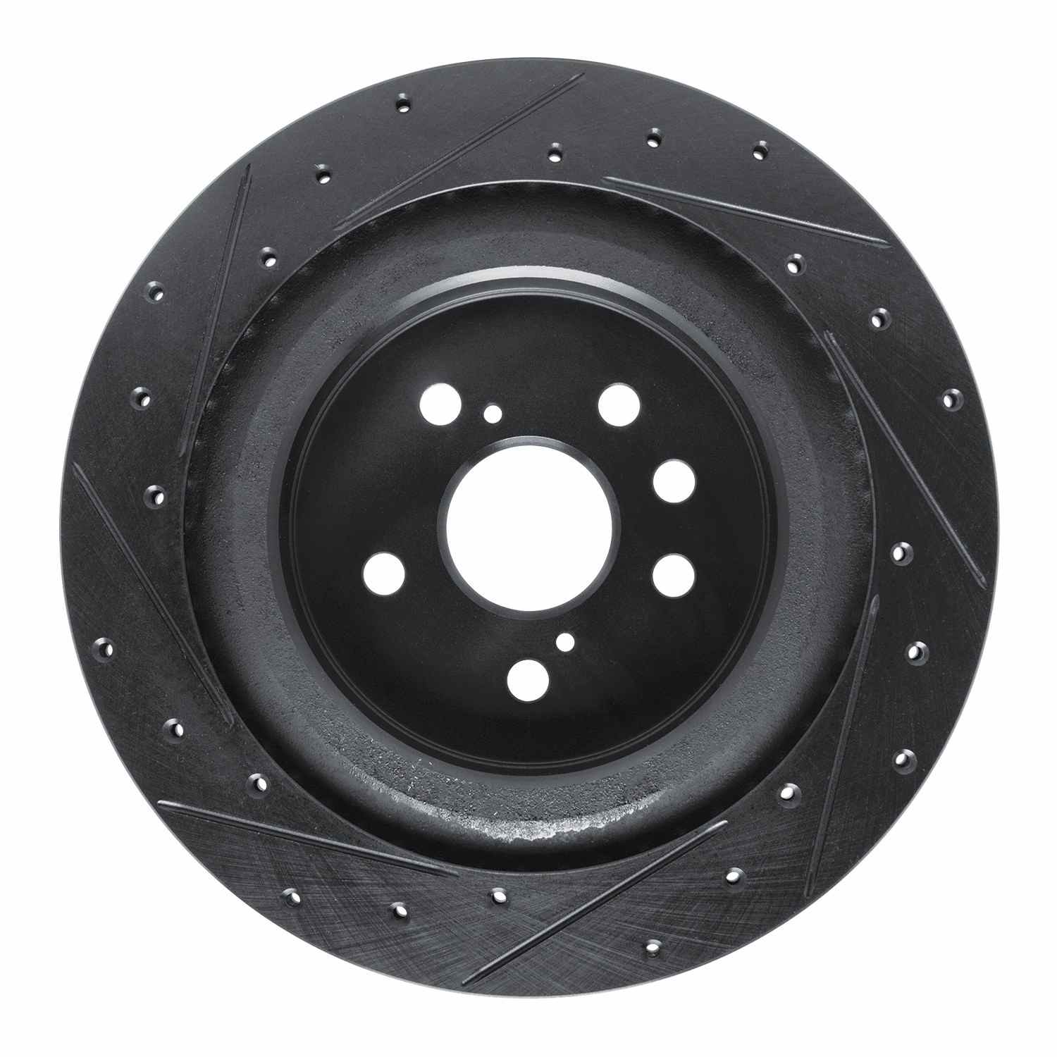 R1 Concepts 2020-2025 Lexus RX450h+ Rear Right Drilled & Slotted Black Brake Rotor - Image 2