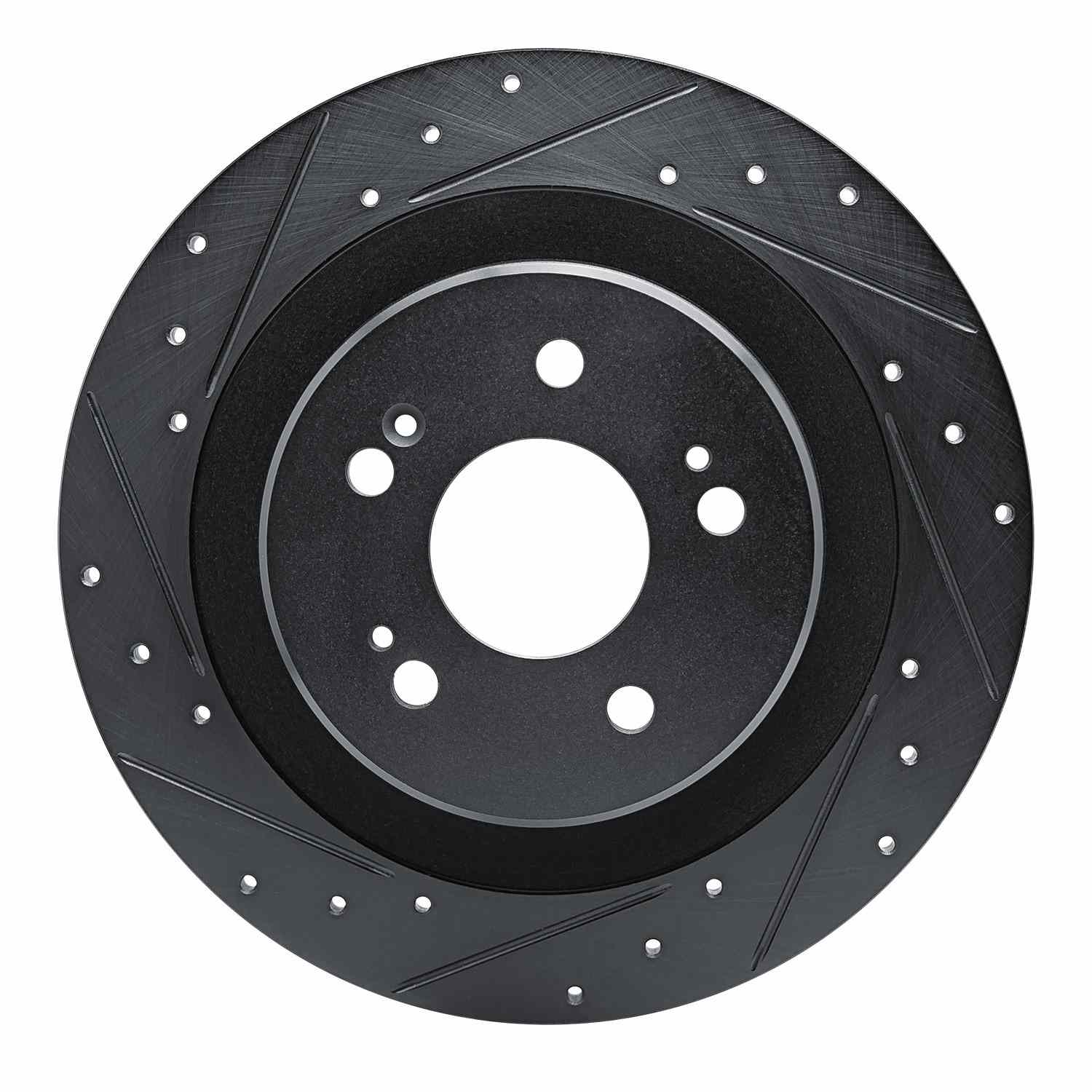 R1 Concepts 2021-2025 Acura TLX Rear Left Drilled & Slotted Black Brake Rotor