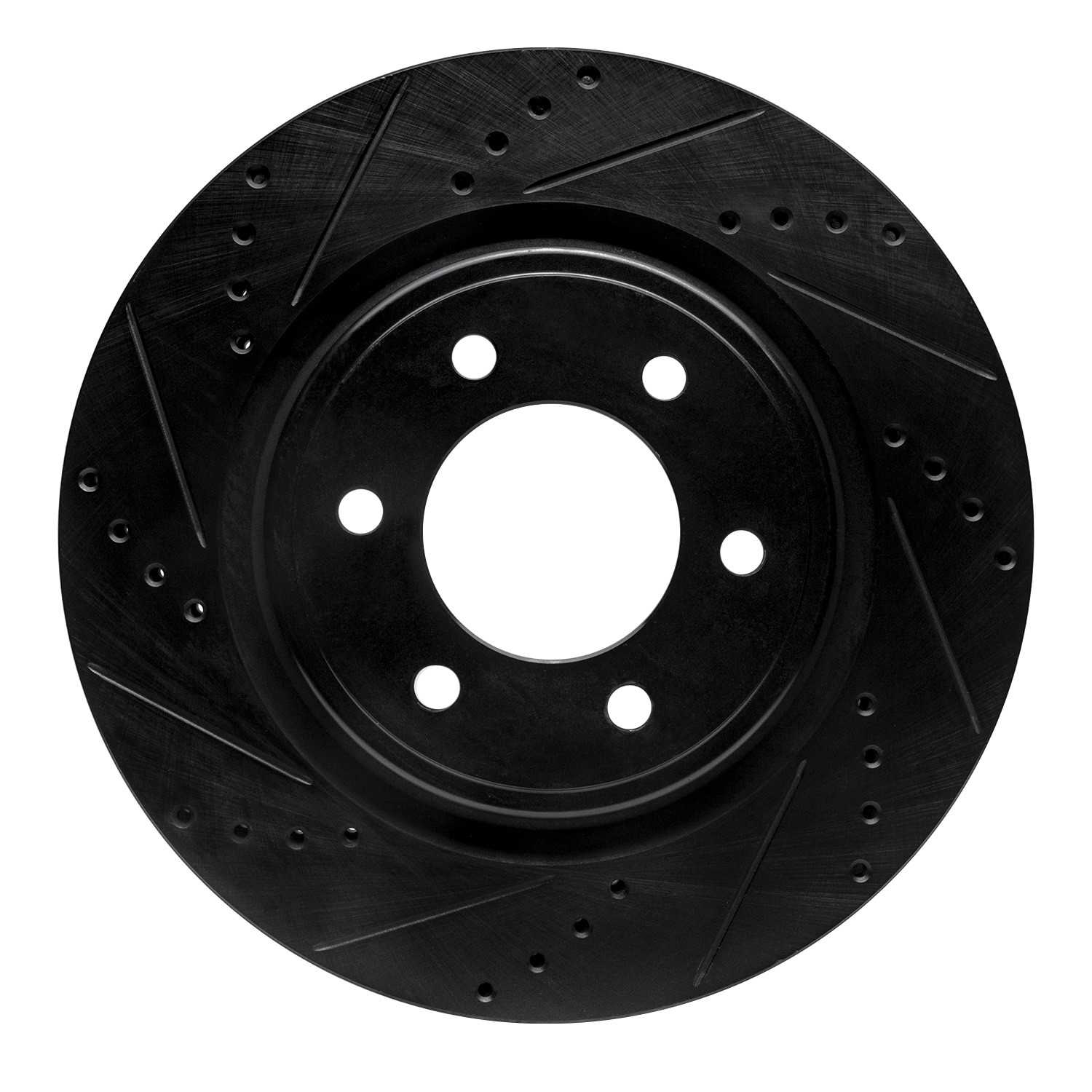 R1 Concepts 2021-2025 Ford Bronco Front Left Drilled & Slotted Black Brake Rotor
