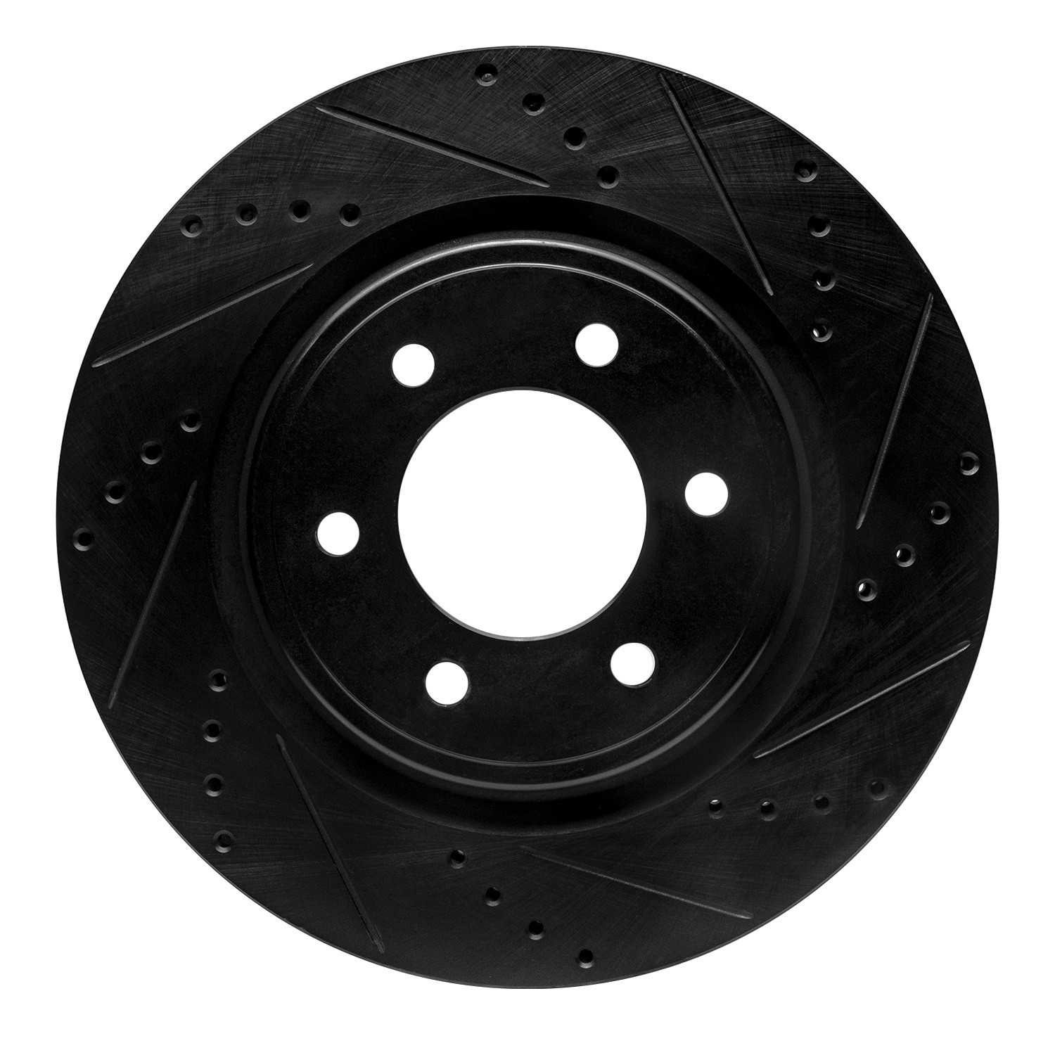 R1 Concepts 2021-2025 Ford F-150 4WD Front Right Drilled & Slotted Black Brake Rotor