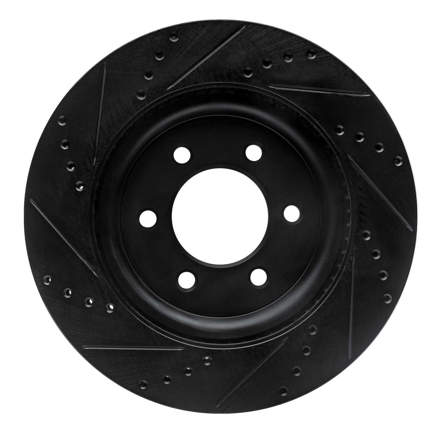 R1 Concepts 2021-2025 Ford F-150 4WD Front Right Drilled & Slotted Black Brake Rotor - Image 2