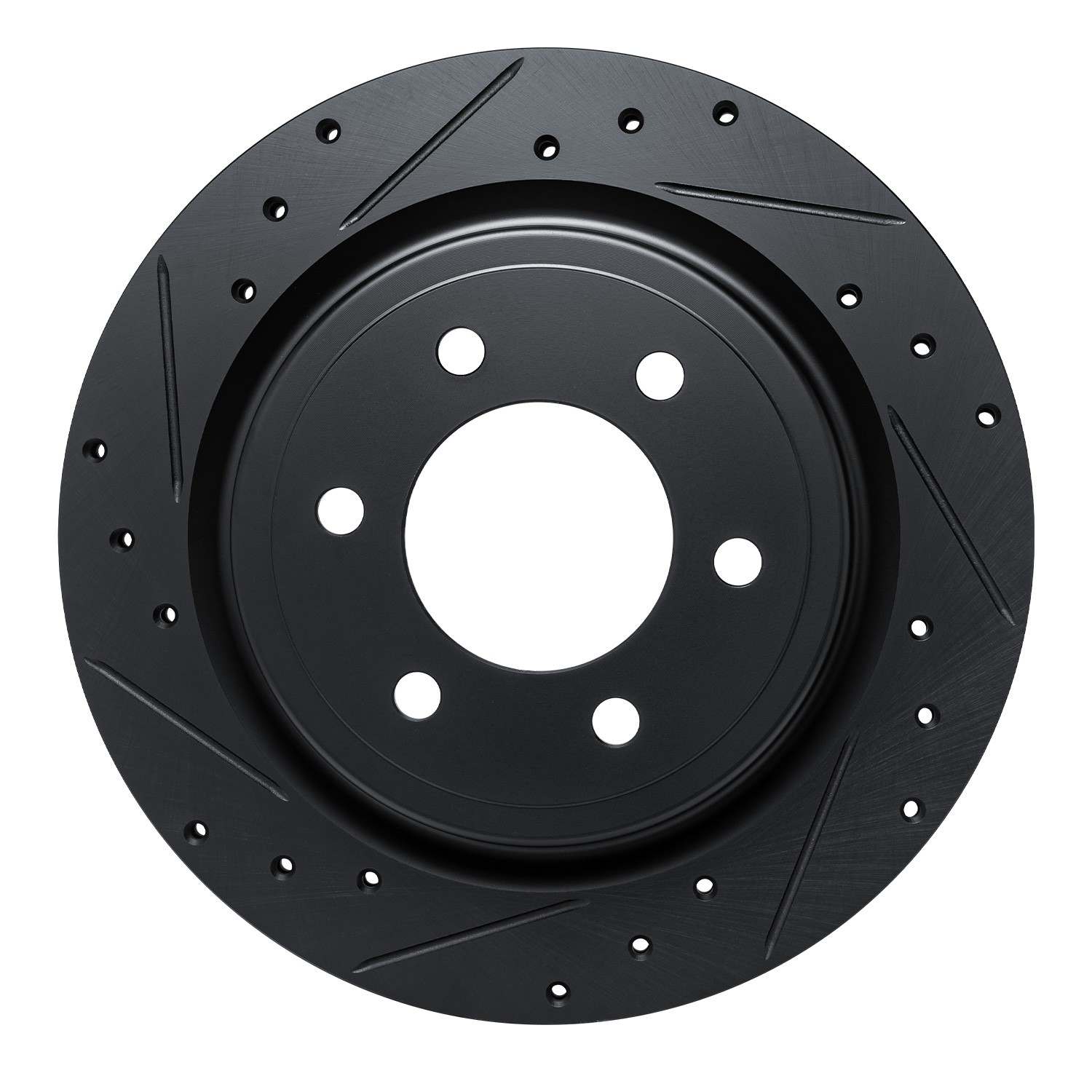 R1 Concepts 2021-2025 Ford F-150 4WD Rear Left Drilled & Slotted Black Brake Rotor