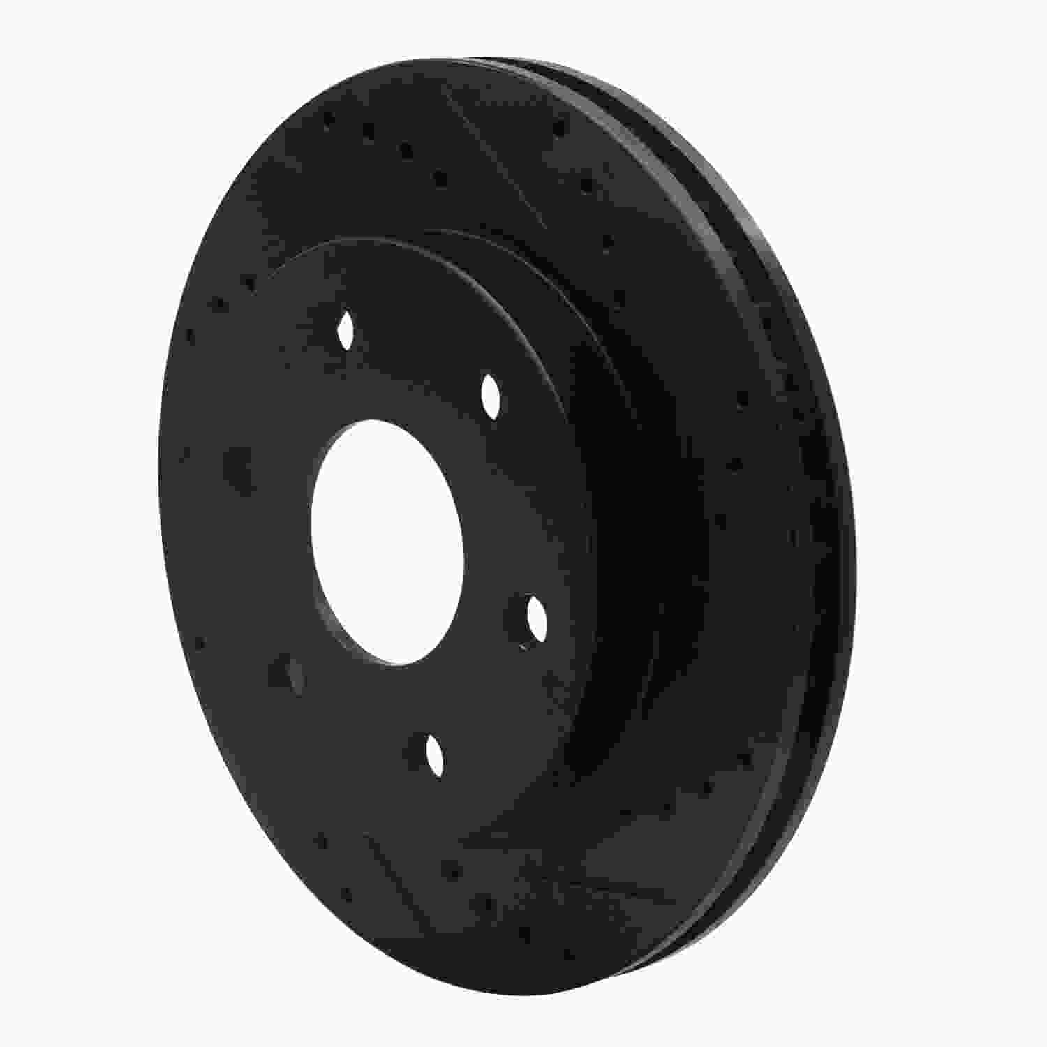 R1 Concepts 2021-2025 Ford F-150 RWD Rear Right Drilled & Slotted Black Brake Rotor