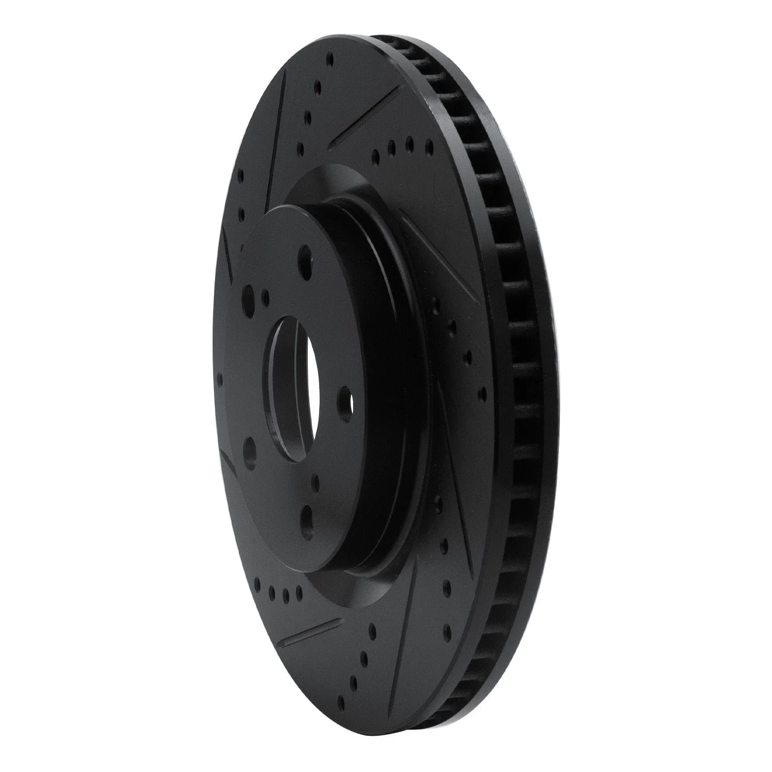 R1 Concepts 2021-2025 Hyundai Ioniq 6 Front Left Drilled & Slotted Black Brake Rotor