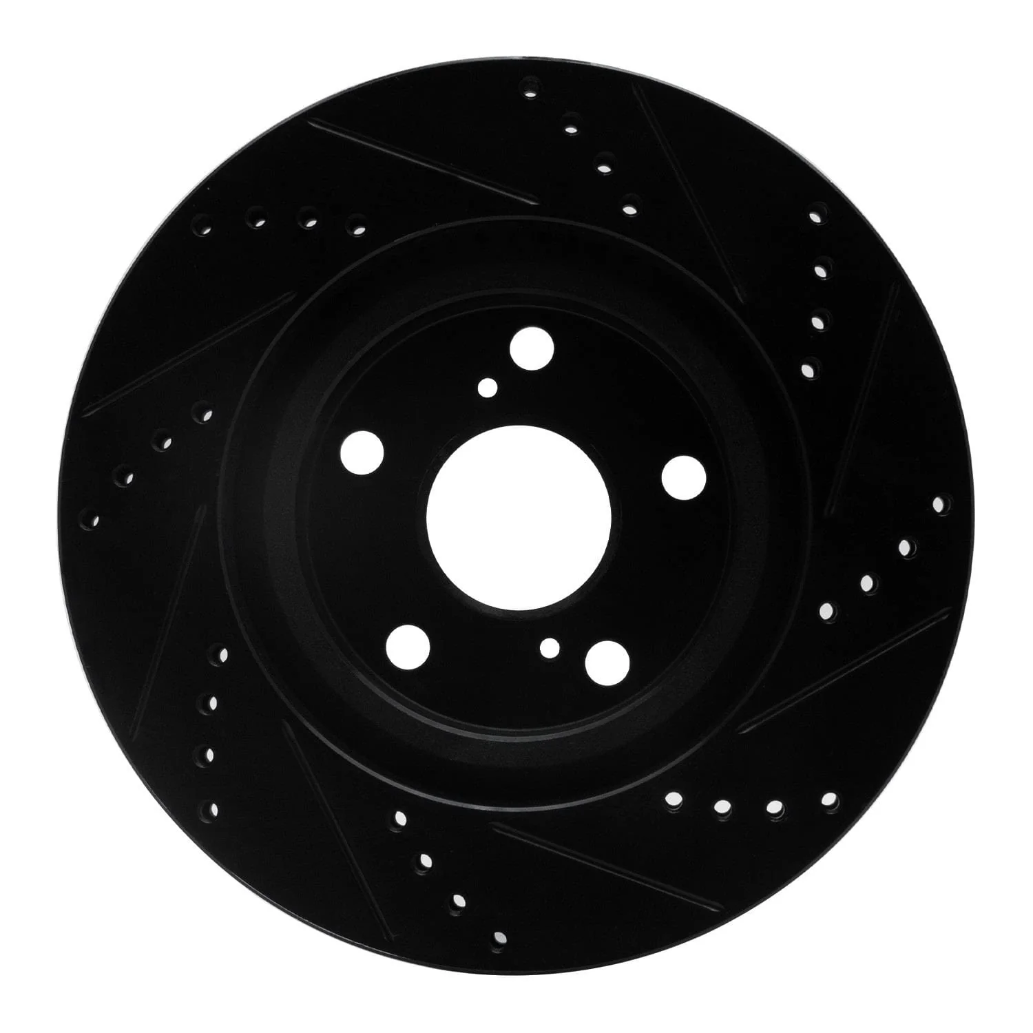 R1 Concepts 2021-2025 Hyundai Ioniq 6 Front Left Drilled & Slotted Black Brake Rotor - Image 2