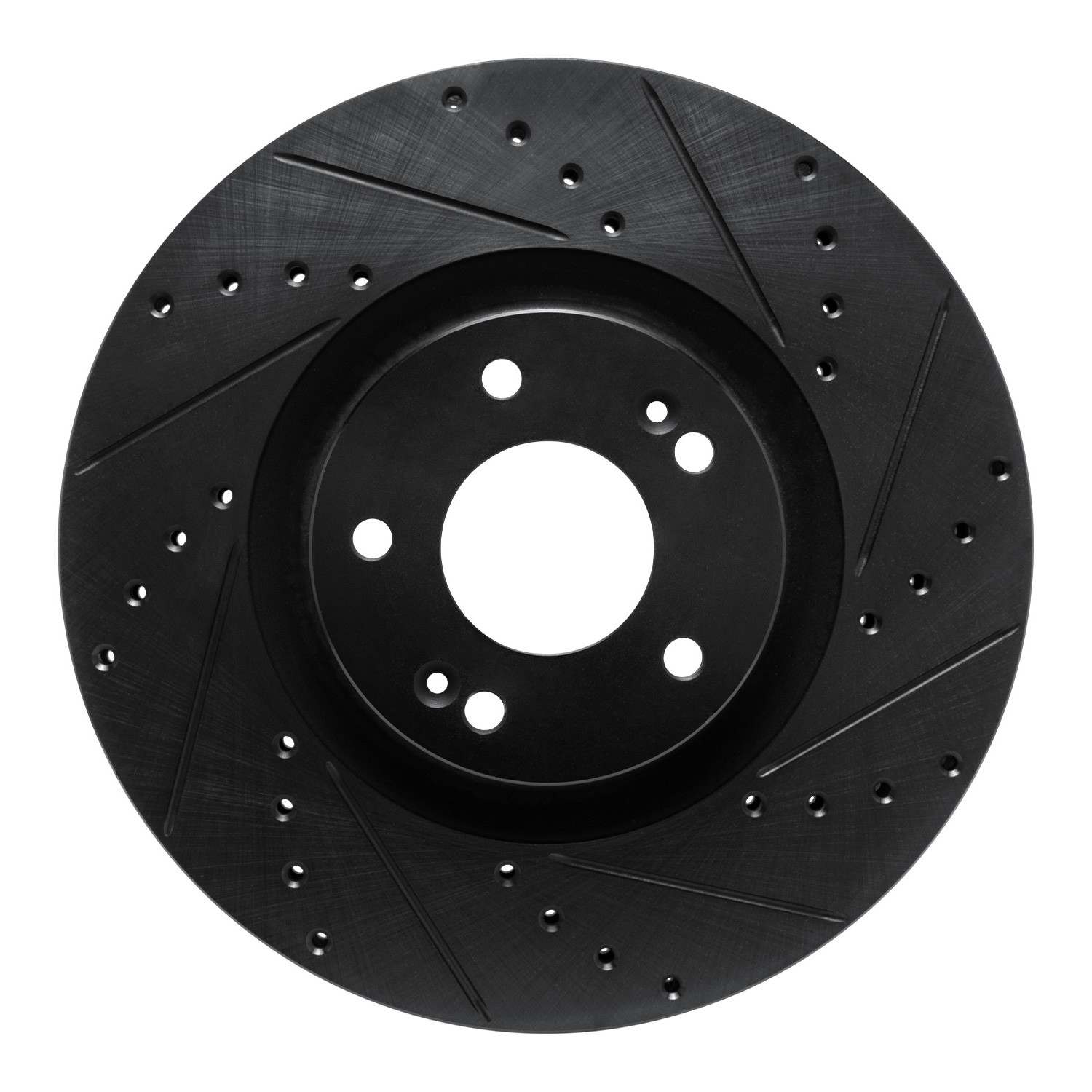 R1 Concepts 2021-2025 Hyundai Santa Cruz Front Right Drilled & Slotted Black Brake Rotor