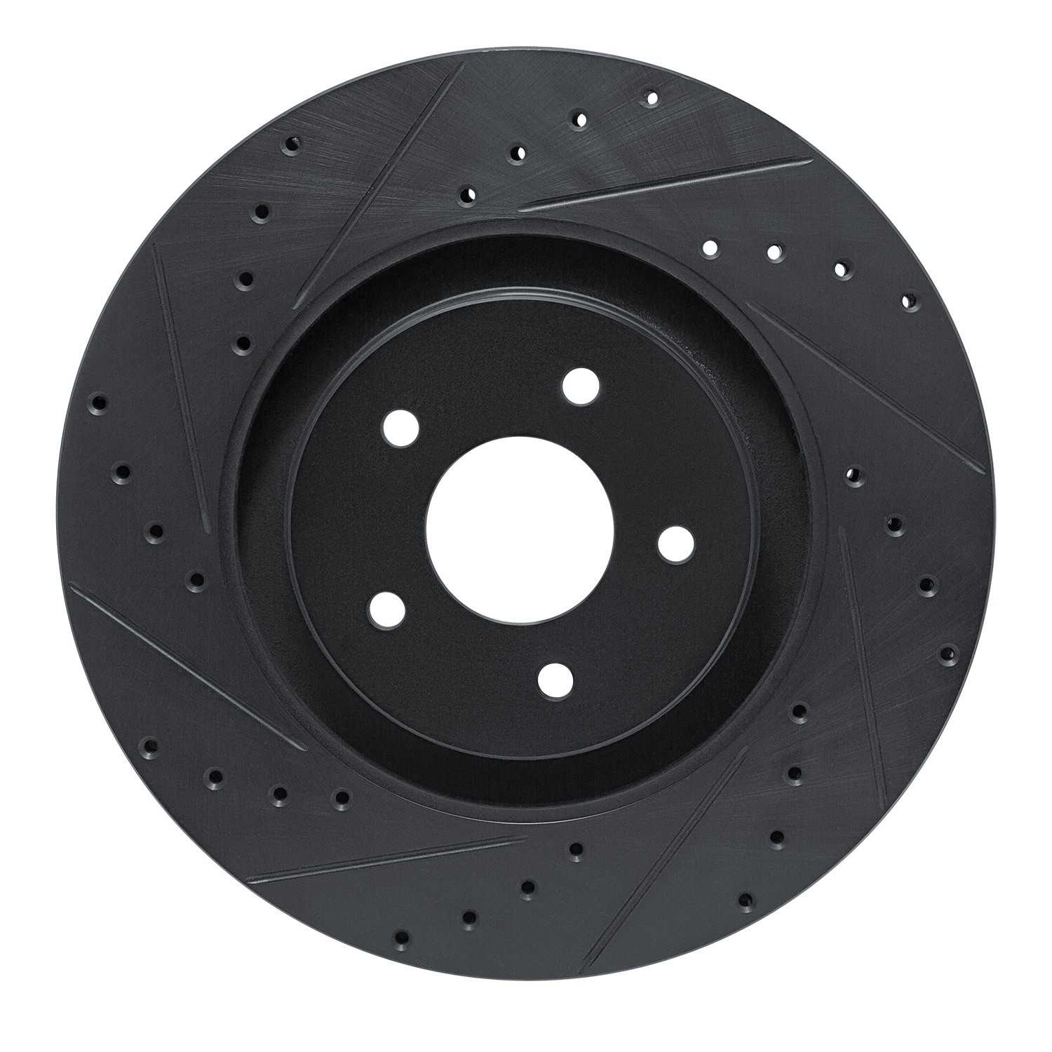 R1 Concepts 2022-2025 Infiniti QX60 Front Left Drilled & Slotted Black Brake Rotor
