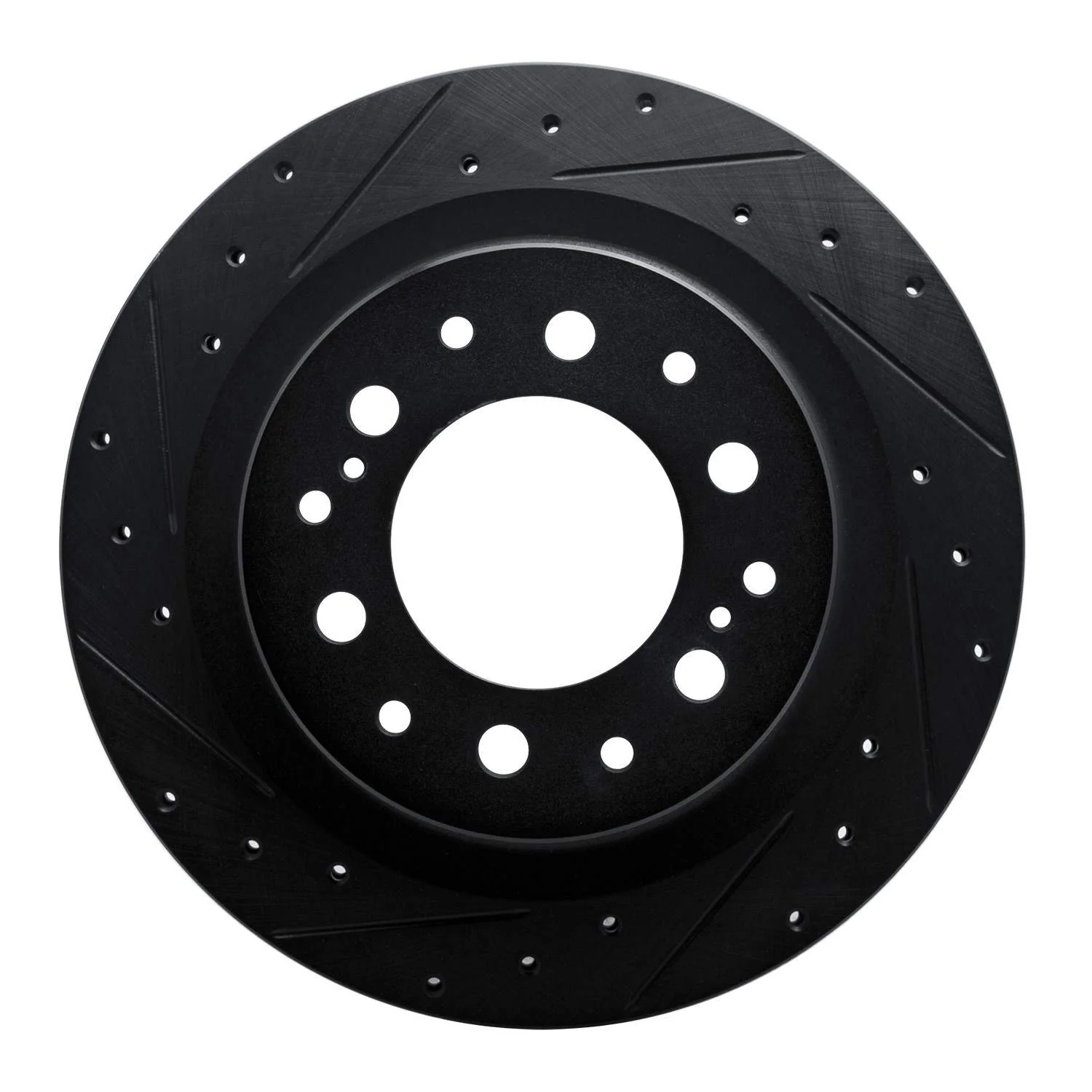 R1 Concepts 2022-2025 Lexus GX550 Rear Left Drilled & Slotted Black Brake Rotor