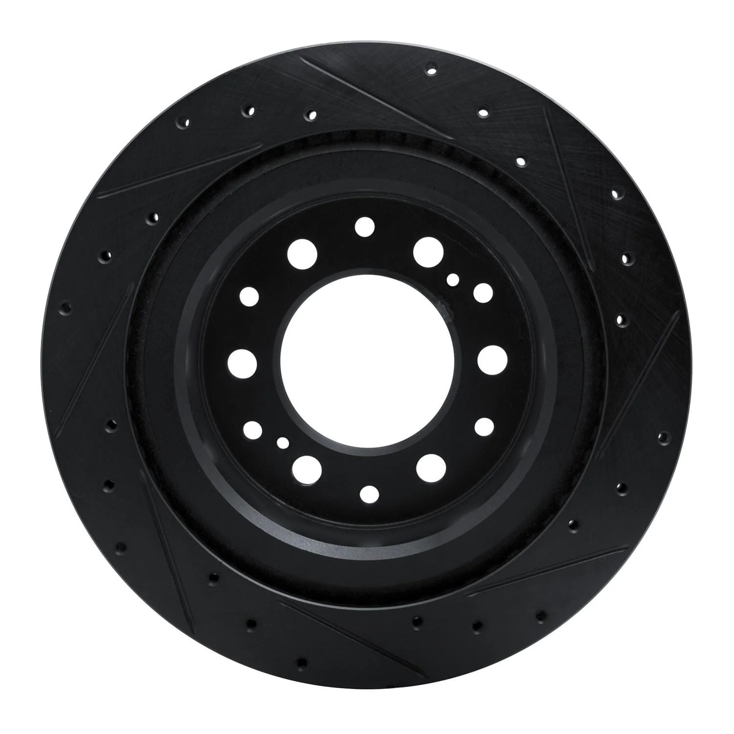 R1 Concepts 2022-2025 Lexus GX550 Rear Left Drilled & Slotted Black Brake Rotor - Image 2