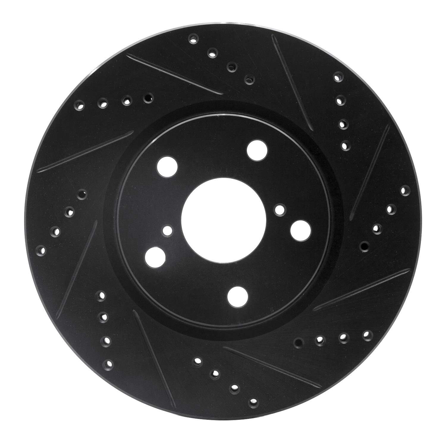 R1 Concepts 21-23 Dodge CHALLENGER Left Front Drilled & Slotted Black Brake Rotor
