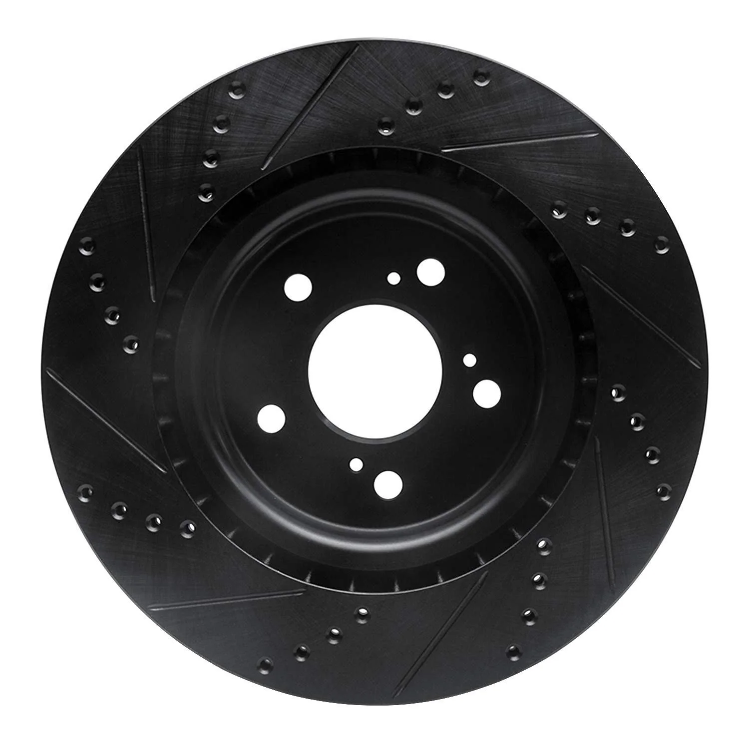 R1 Concepts 21-25 Acura TLX Front Right Drilled & Slotted Black Brake Rotor - Image 2