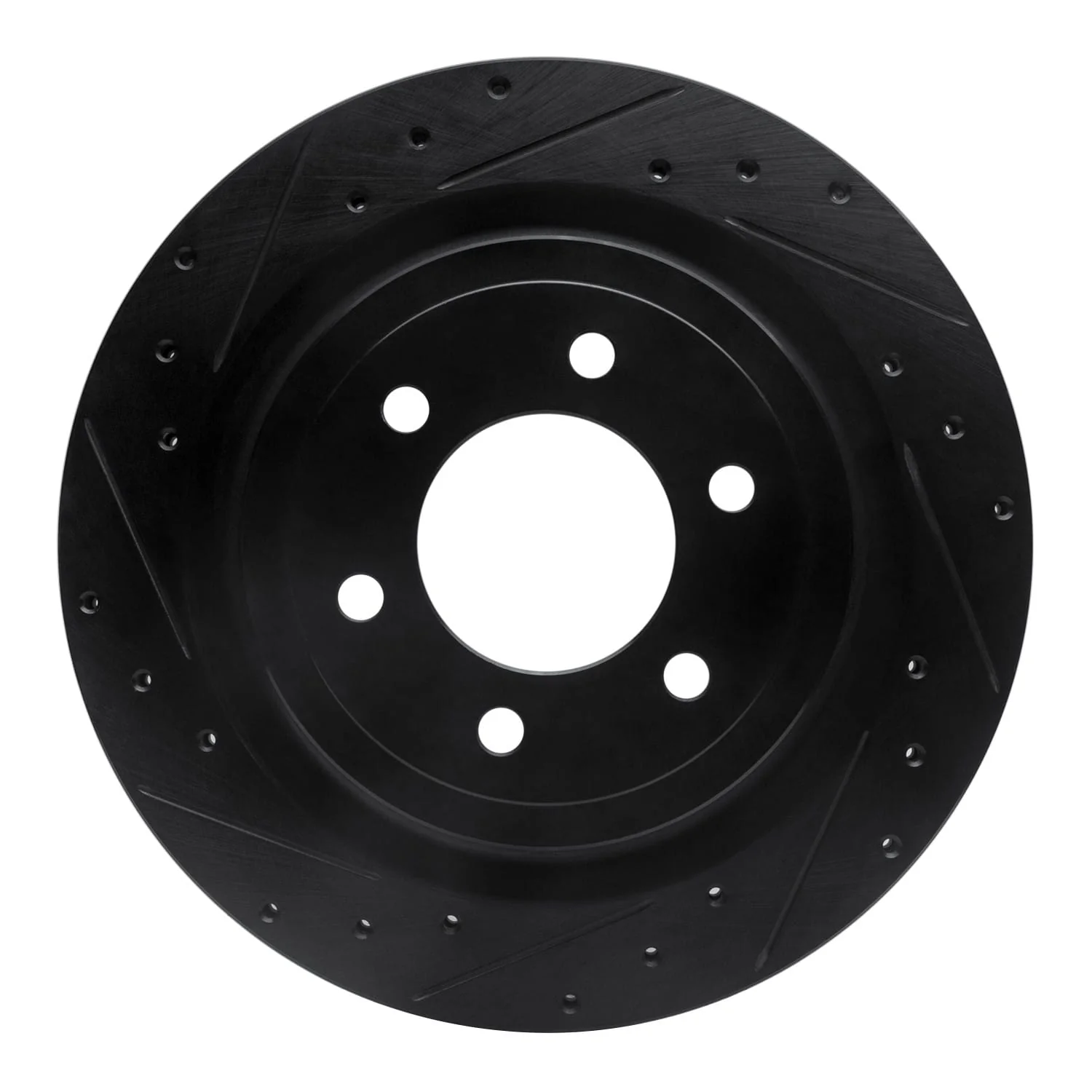 R1 Concepts 21-25 Ford F-150 4WD Rear Left Drilled & Slotted Black Brake Rotor