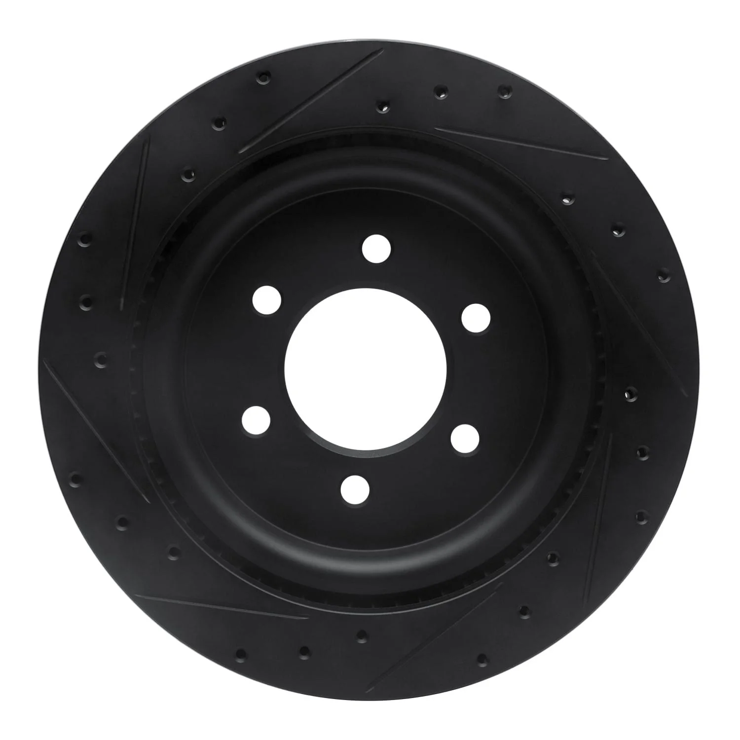 R1 Concepts 21-25 Ford F-150 RWD Rear Right Drilled & Slotted Black Brake Rotor - Image 2