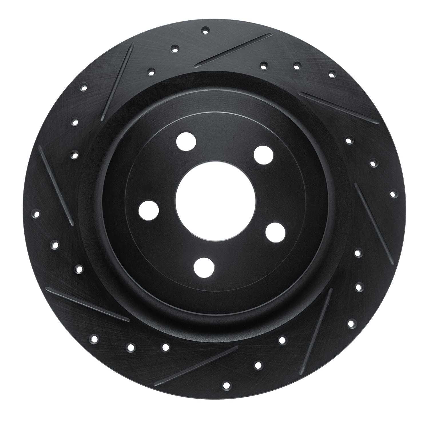 R1 Concepts 21-25 Ford Mustang Mach-E Rear Left Drilled & Slotted Black Brake Rotor