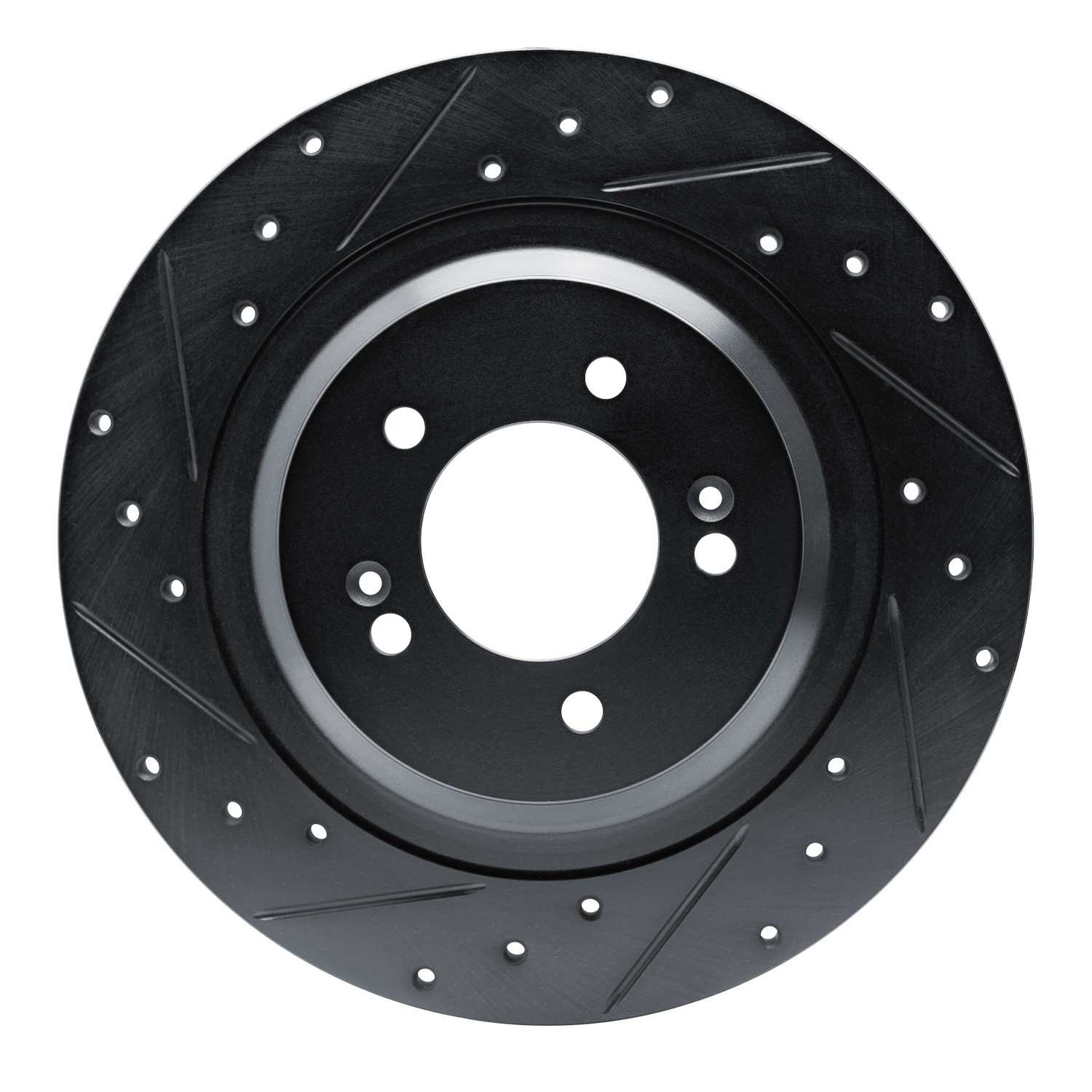 R1 Concepts 21-25 Hyundai Sonata Rear Left Drilled & Slotted Black Brake Rotor