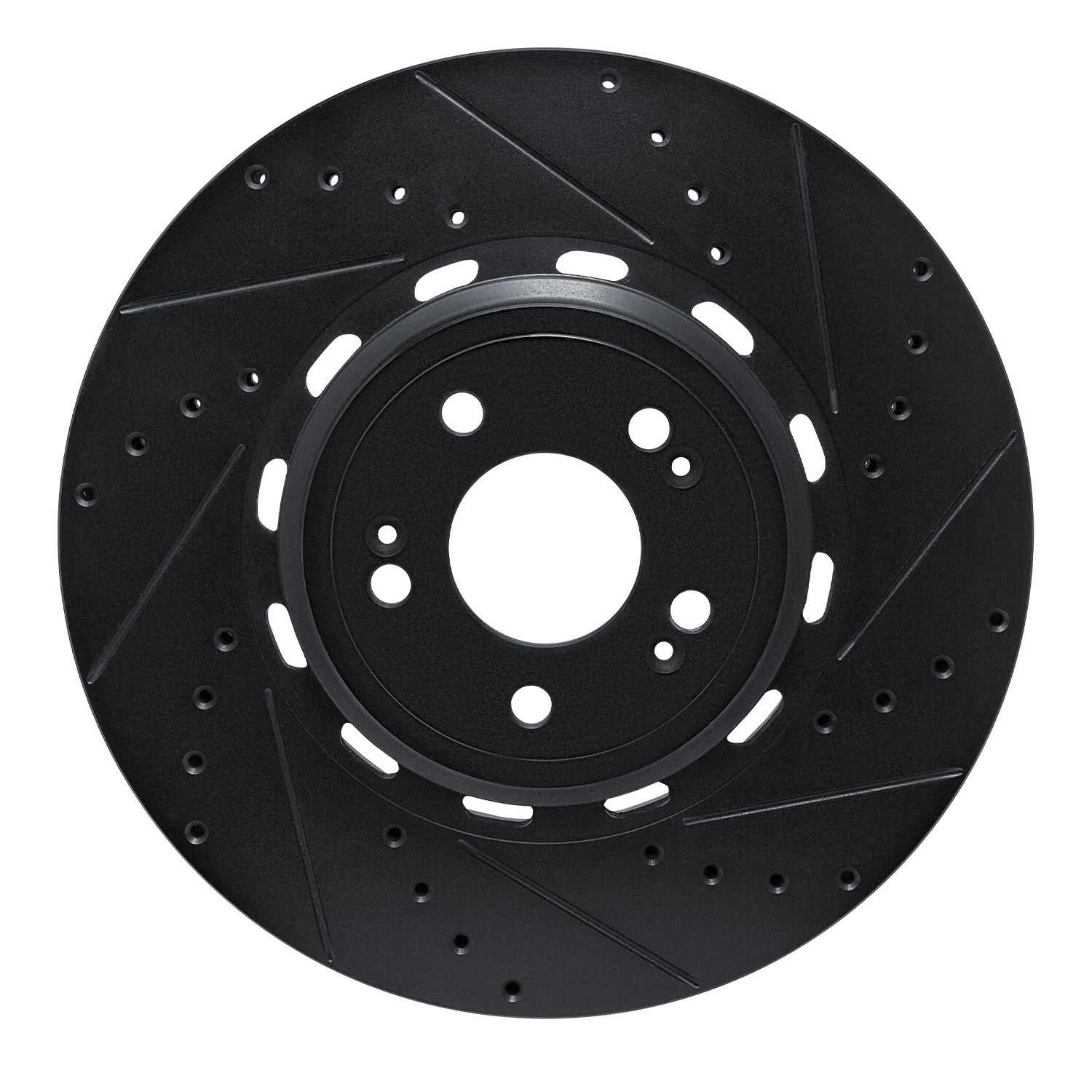 R1 Concepts 21-26 Genesis GV70 Front Right Drilled & Slotted Black Brake Rotor