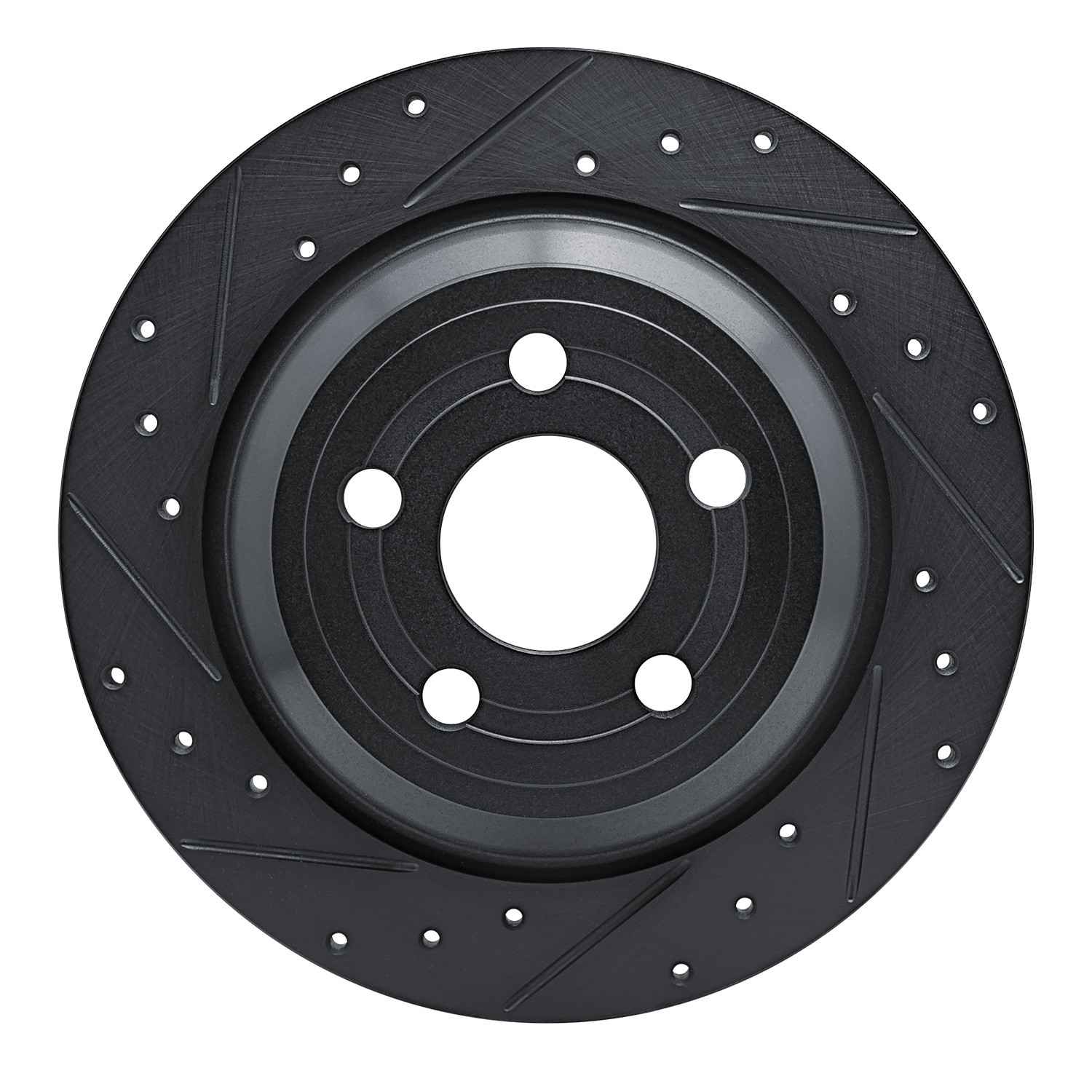 R1 Concepts 22-25 Ford Maverick Rear Left Drilled & Slotted Black Brake Rotor